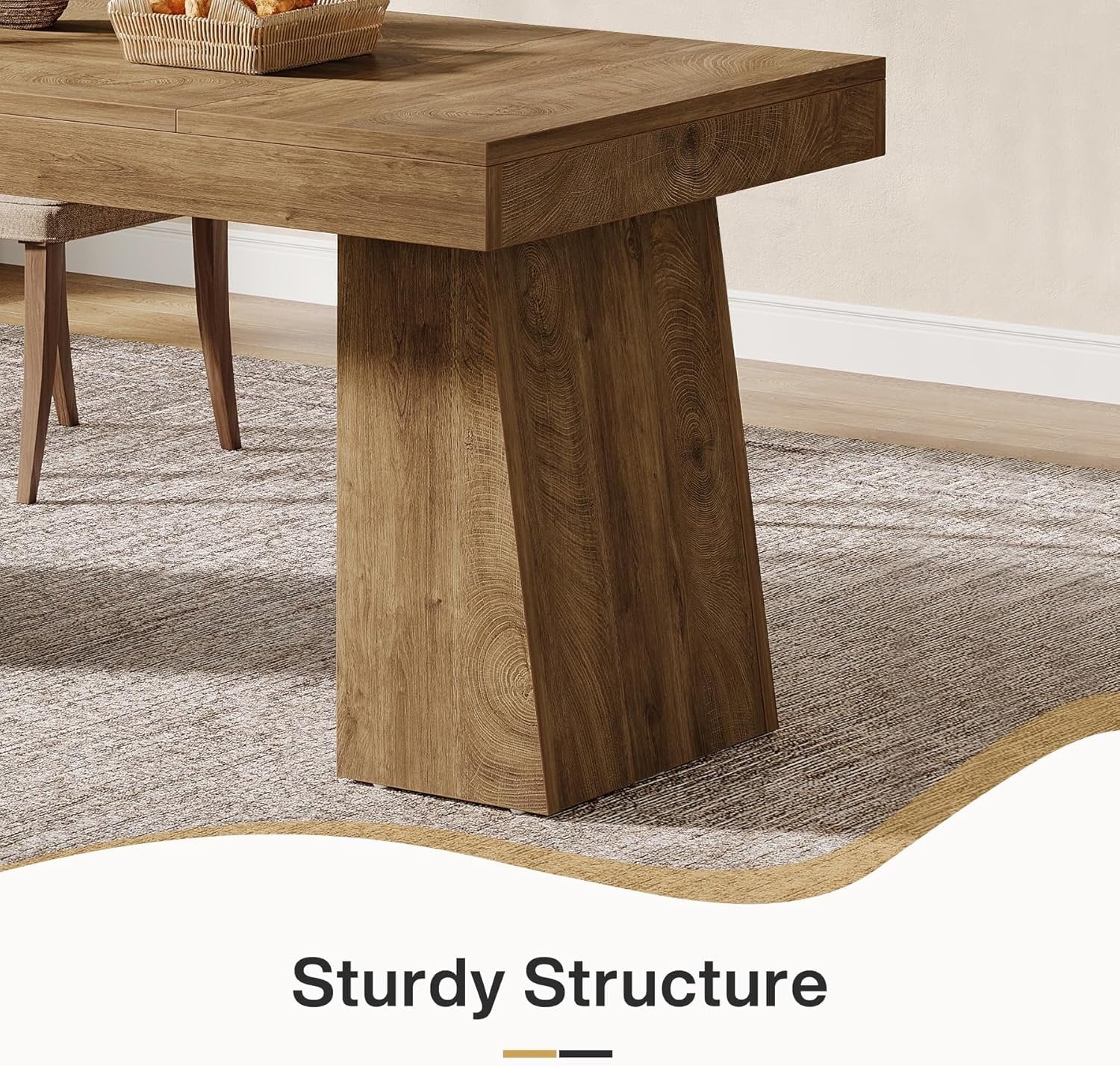 55" Dining Table for 4-6, Rectangular Kitchen Dinner Tables with Sturdy Legs