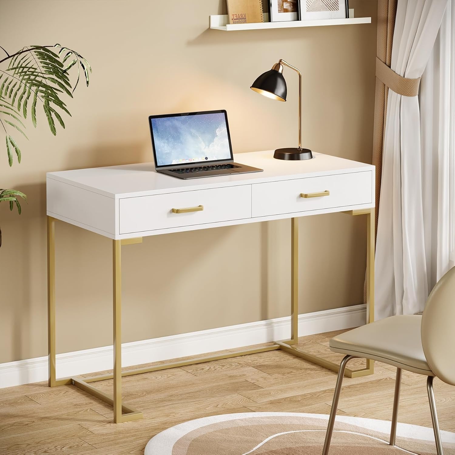 39" Computer Desk with Drawers, Modern Writing Desk Study Desk