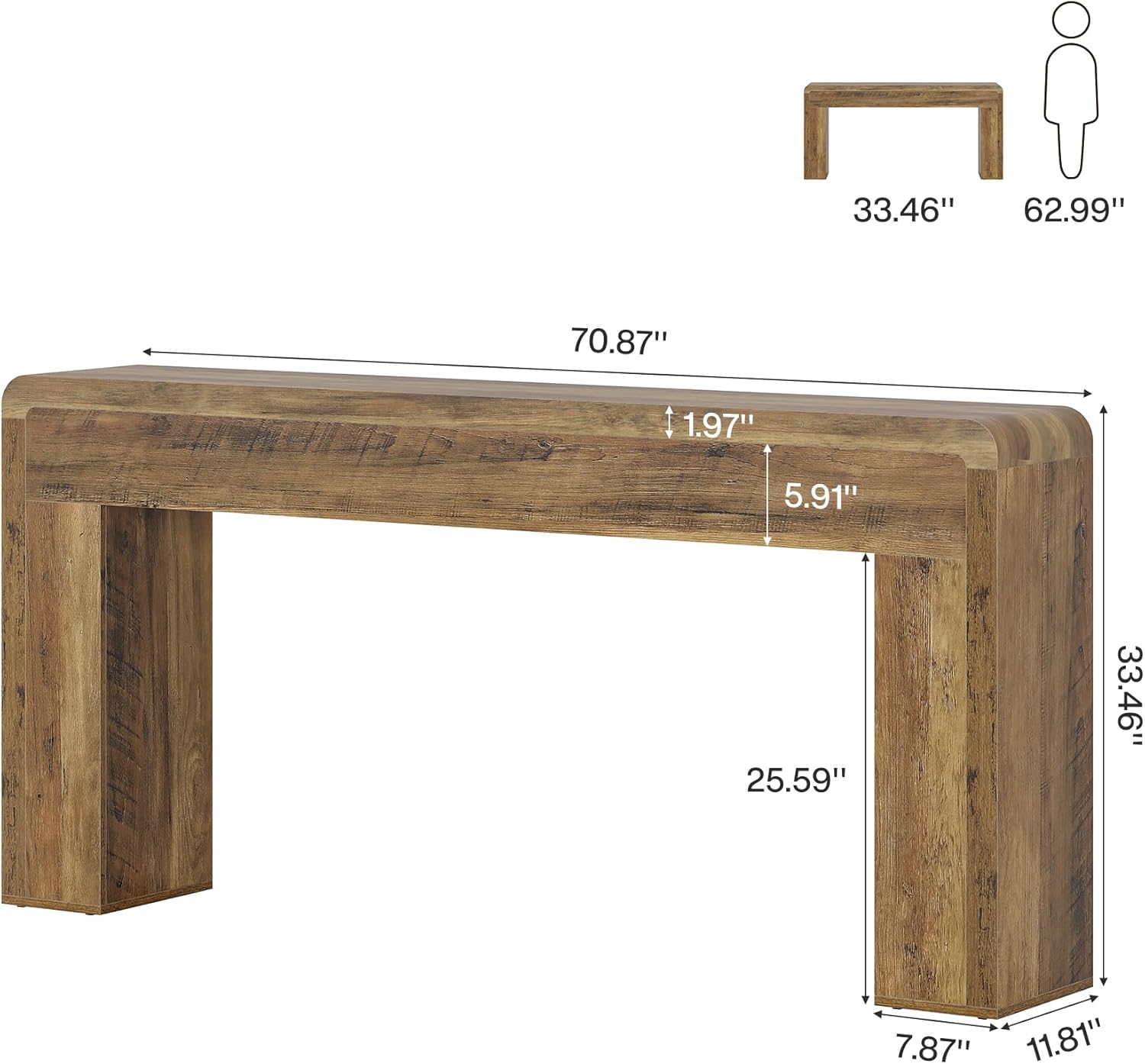 70.9" Console Table, Wooden Sofa Table Entryway Console Foyer Table Tribesigns