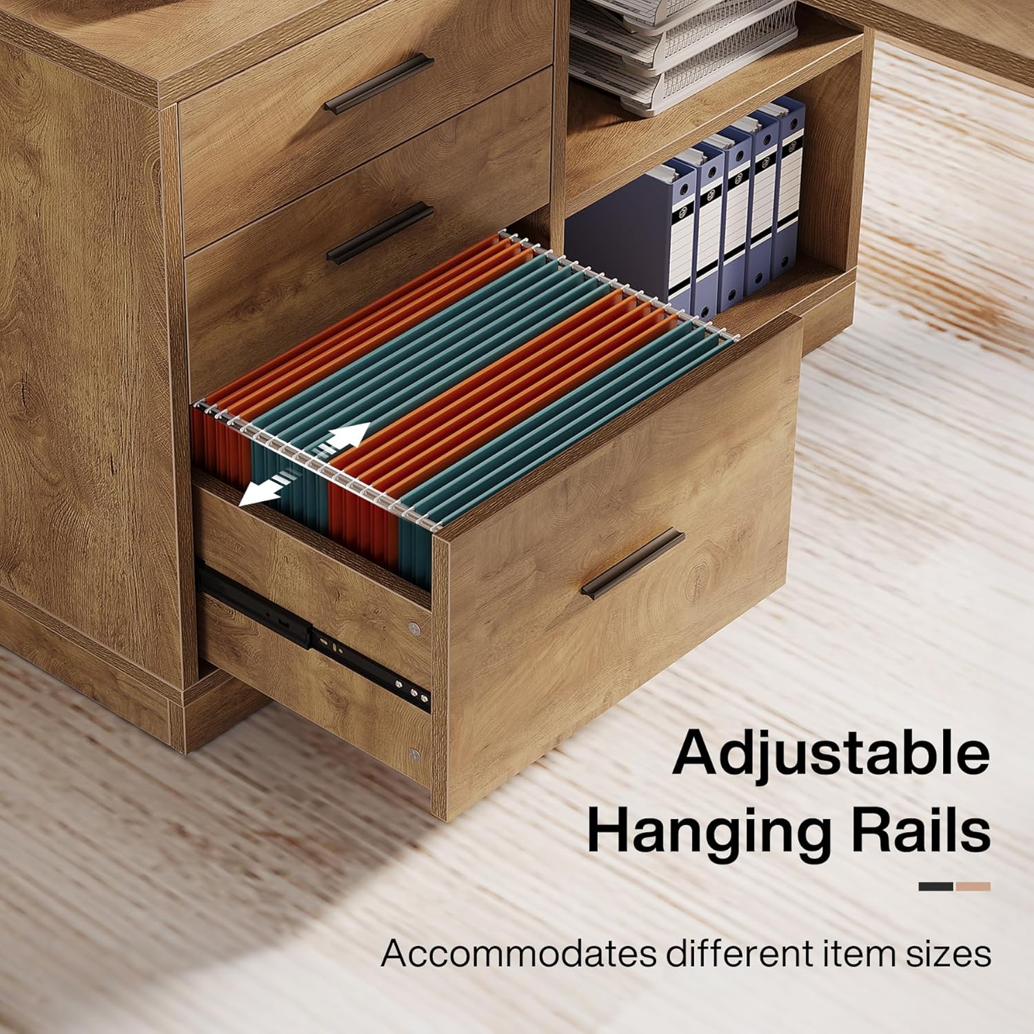 55" L - Shaped Computer Desk, Corner Executive Desk Home Office Desk with 3 Drawers Tribesigns