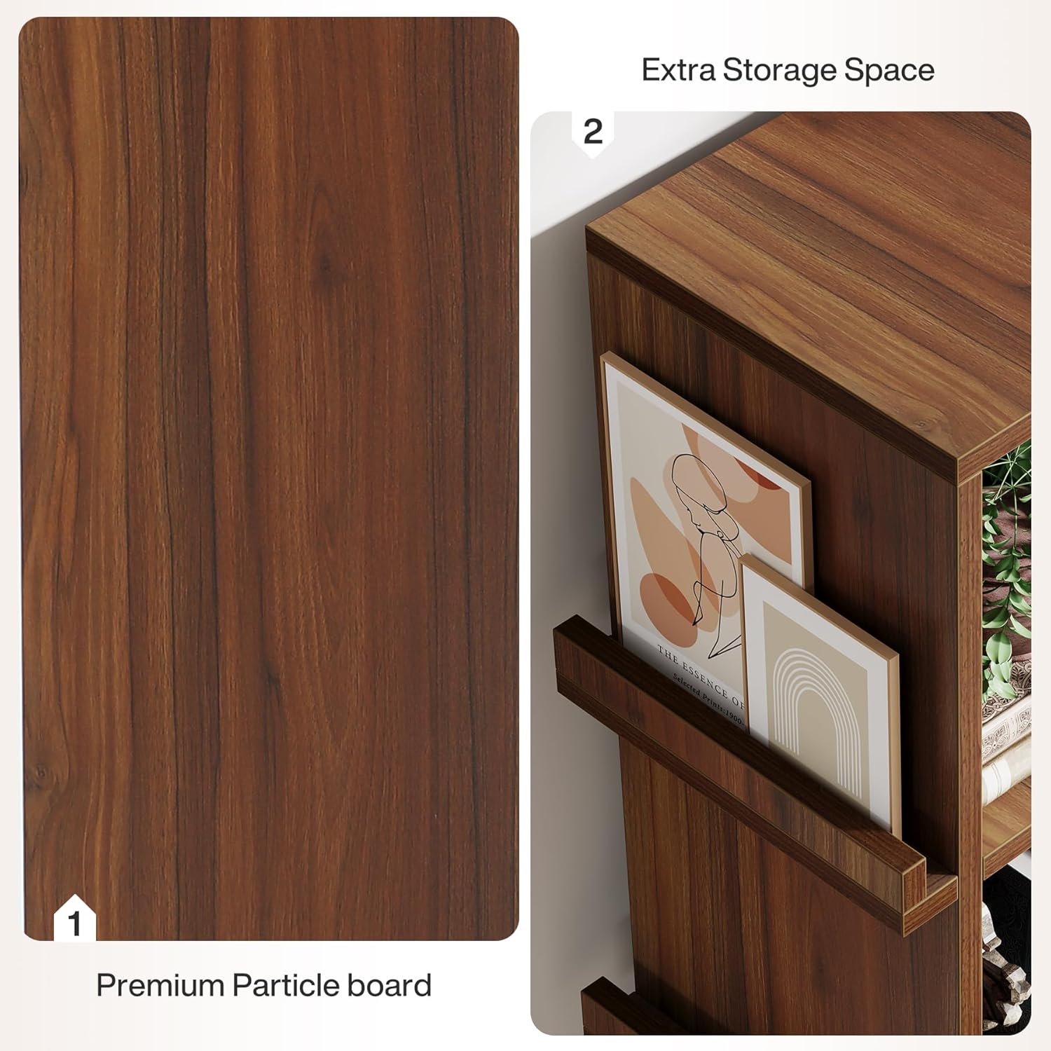 70.9" Narrow Bookcase, 5 - Tier Slim Cube Bookshelf with Side Storage Tribesigns