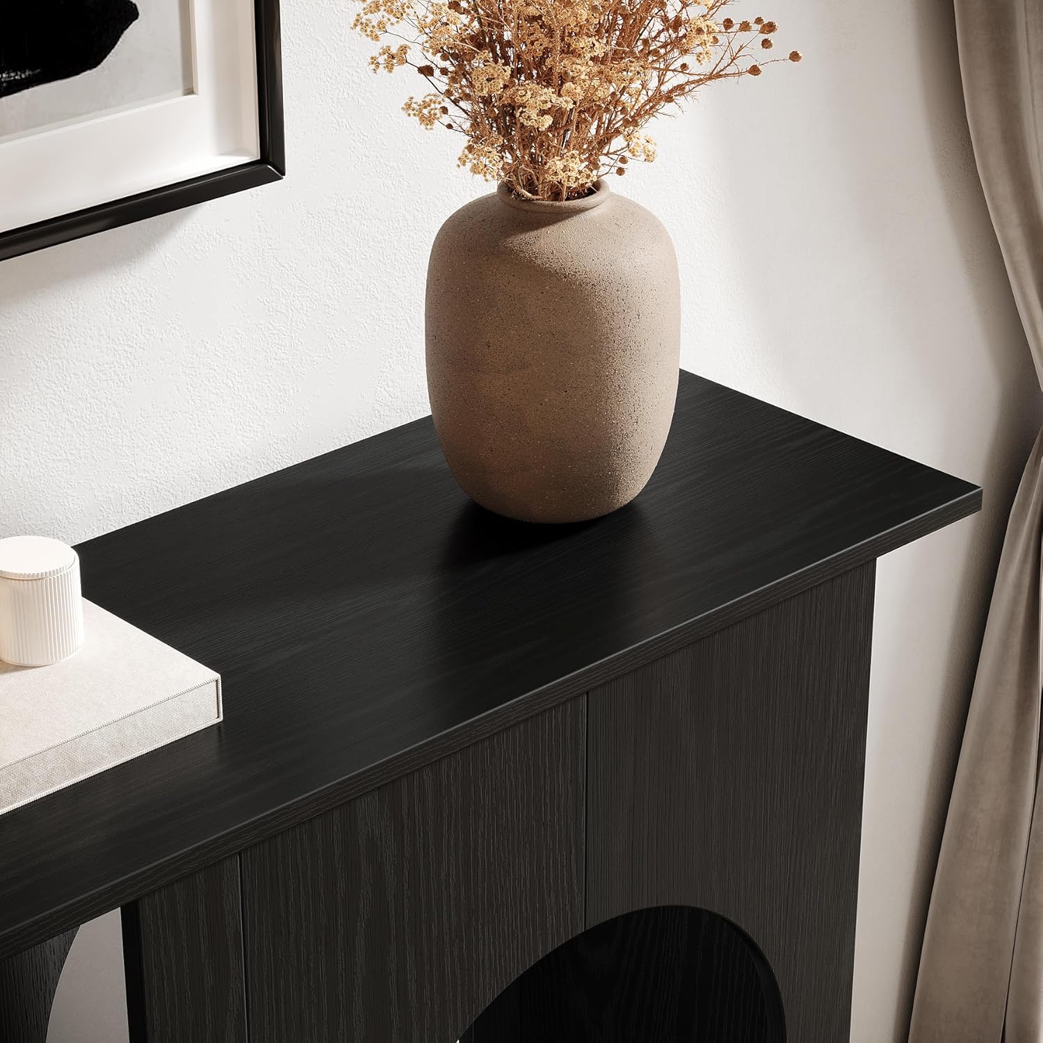 39.4" Console Table, Narrow Sofa Table Behind Couch with Arched Design Tribesigns