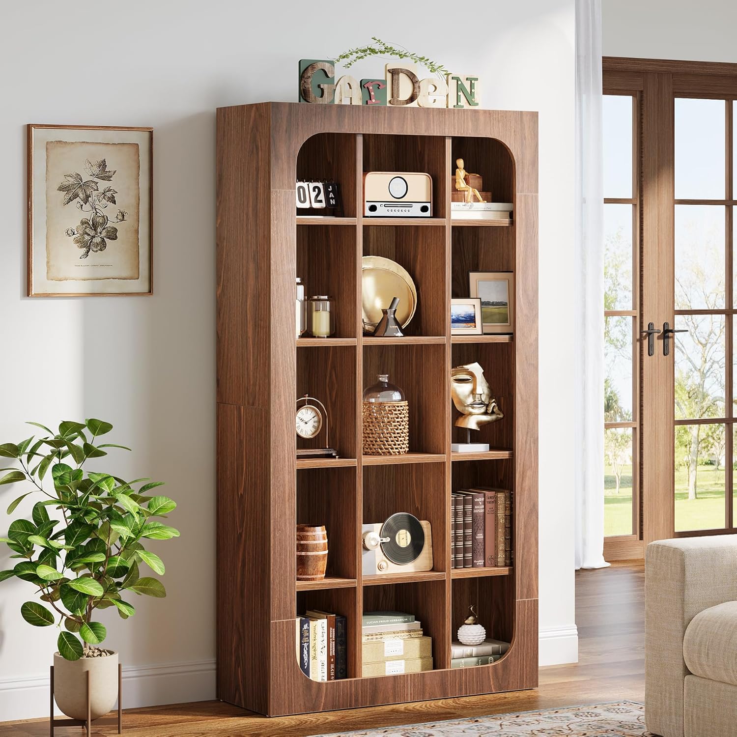 70.8" Bookshelf, 5 - Tier Cube Bookcase Display Rack with 15 Open Shelves Tribesigns