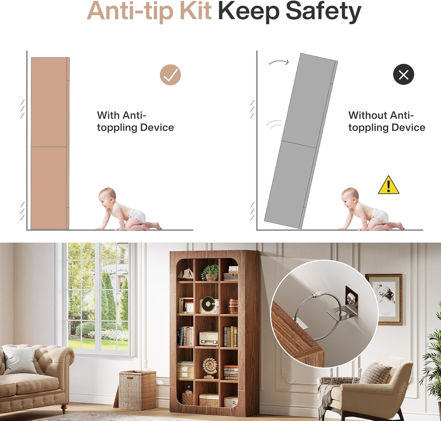 70.8" Bookshelf, 5 - Tier Cube Bookcase Display Rack with 15 Open Shelves Tribesigns
