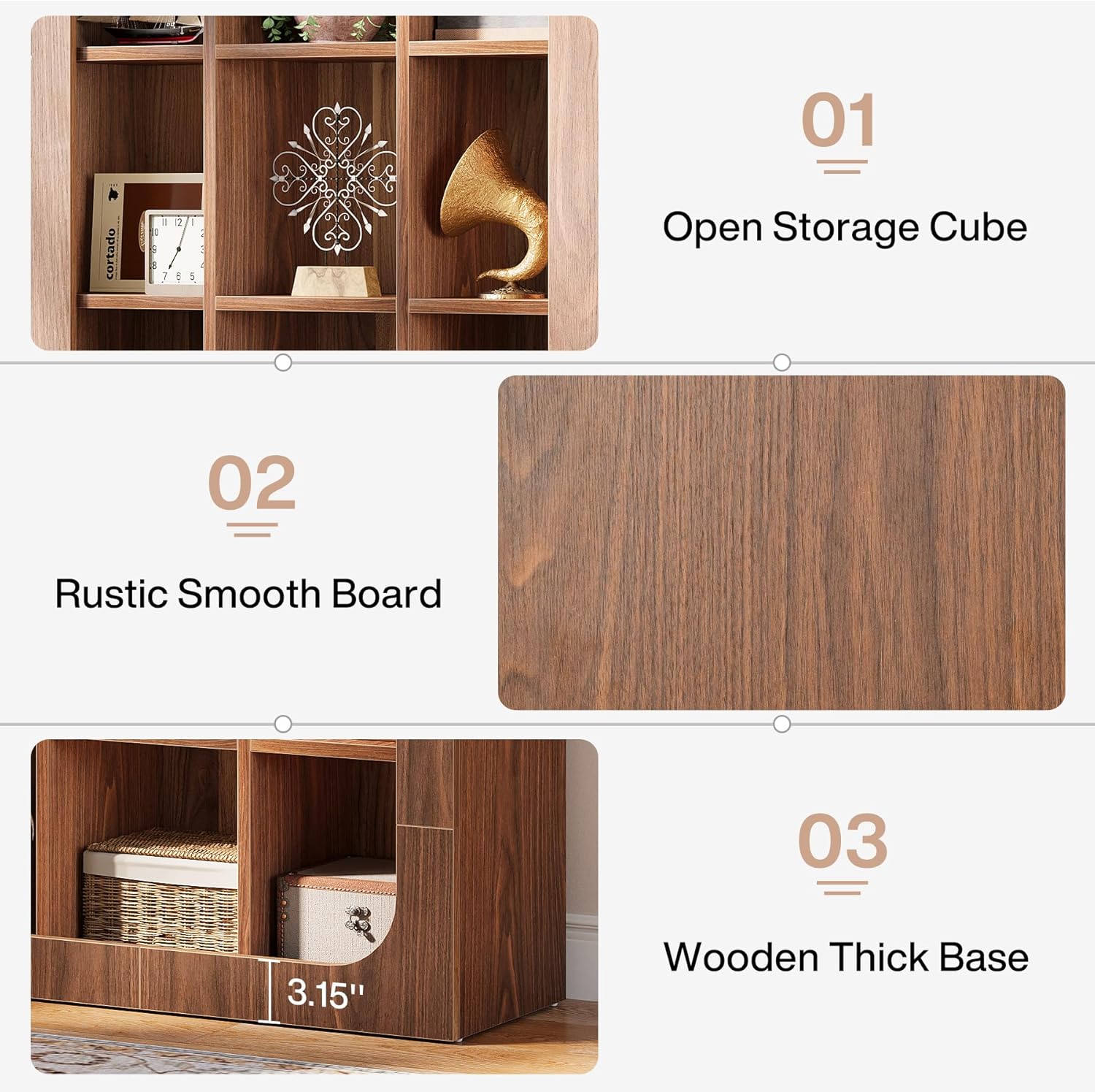 70.8" Bookshelf, 5 - Tier Cube Bookcase Display Rack with 15 Open Shelves Tribesigns