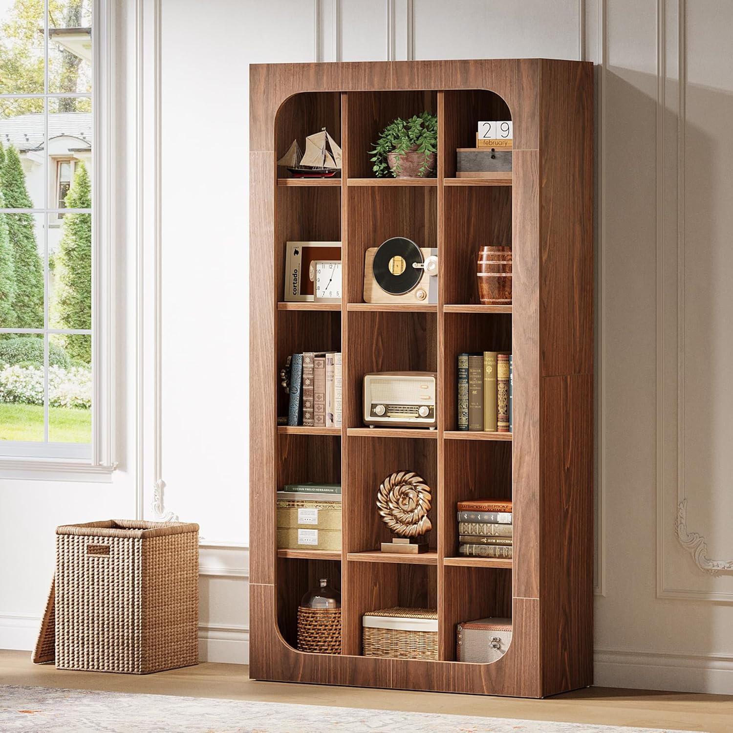 70.8" Bookshelf, 5 - Tier Cube Bookcase Display Rack with 15 Open Shelves Tribesigns
