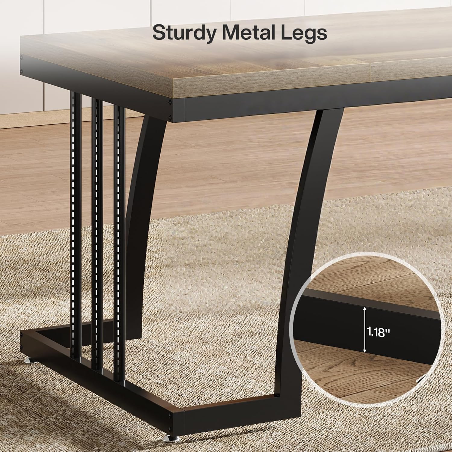 63" Farmhouse Dining Table, Rectangular Kitchen Table for 4 - 6 People Tribesigns