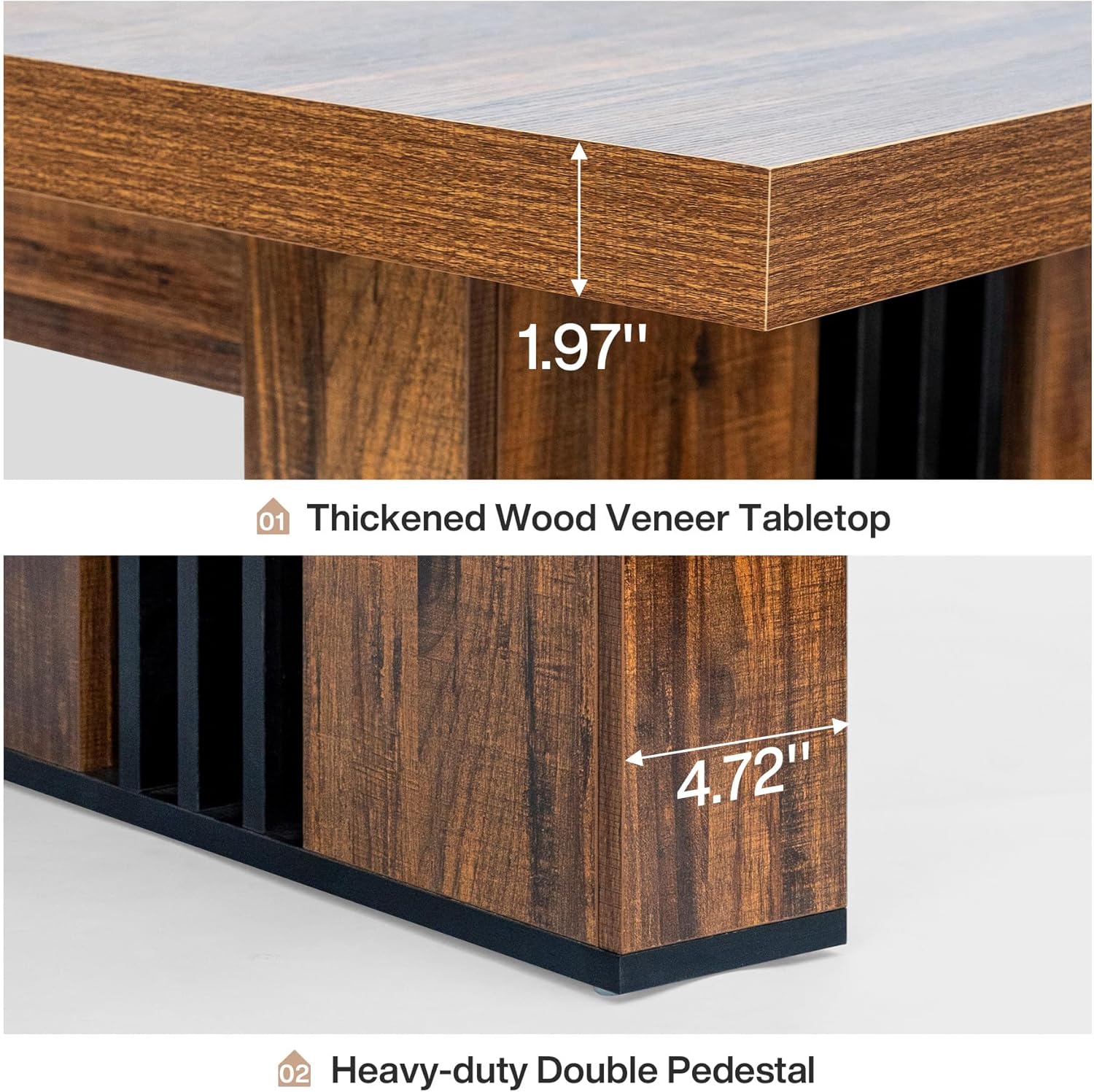 70.86" Computer Desk, Executive Office Desk with Sturdy Double Pedestal Legs Tribesigns