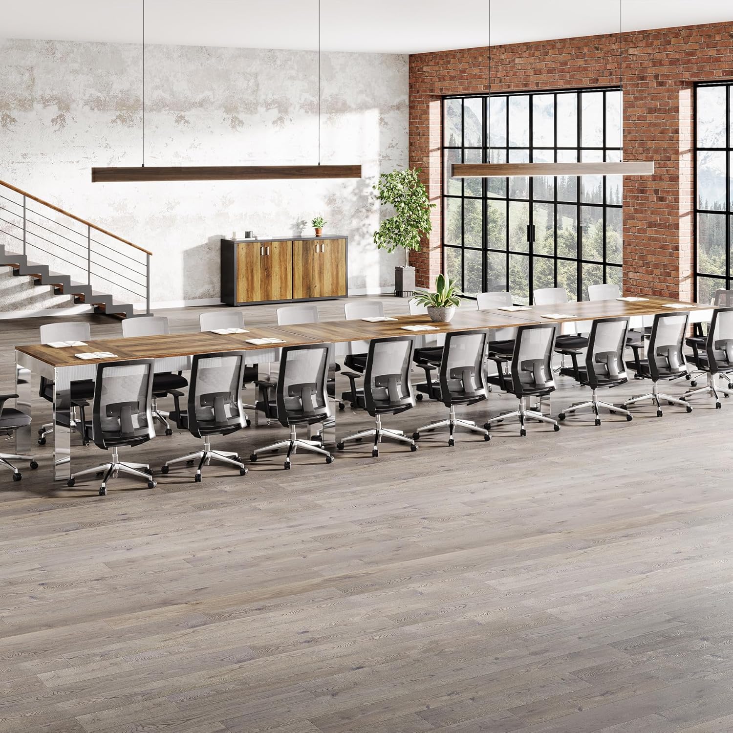 6.5FT Conference Table, 78" Executive Desk with Mirrored Metal Legs for 8 - 10 Tribesigns