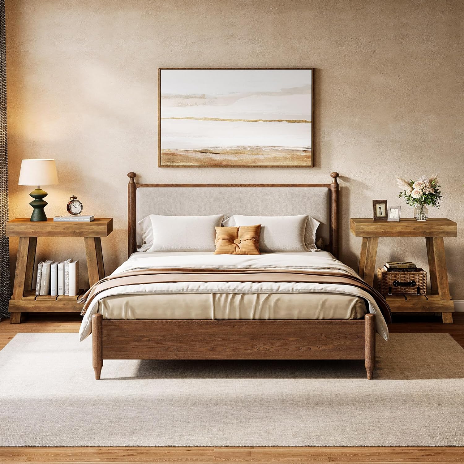 23.6" End Table, Side Table with 2 - Tier Storage Shelf Tribesigns