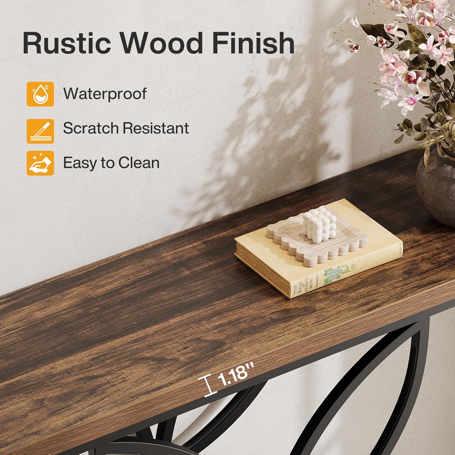 47.2" Console Table, Narrow Sofa Table Foyer Table with Unique Butterfly Metal Base Tribesigns