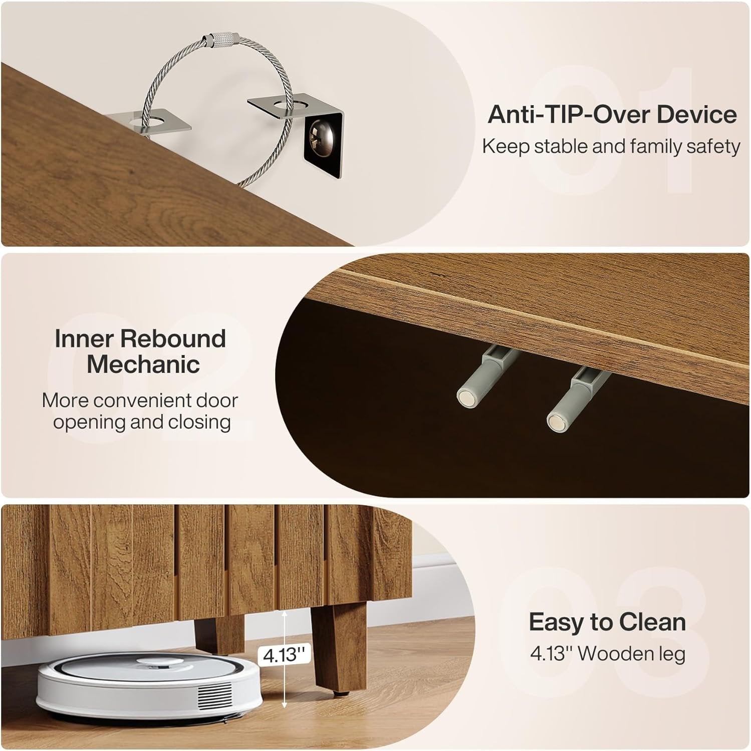 Sideboard Buffet Cabinet Set of 2, 63" Accent Cabinet with Shutter Doors