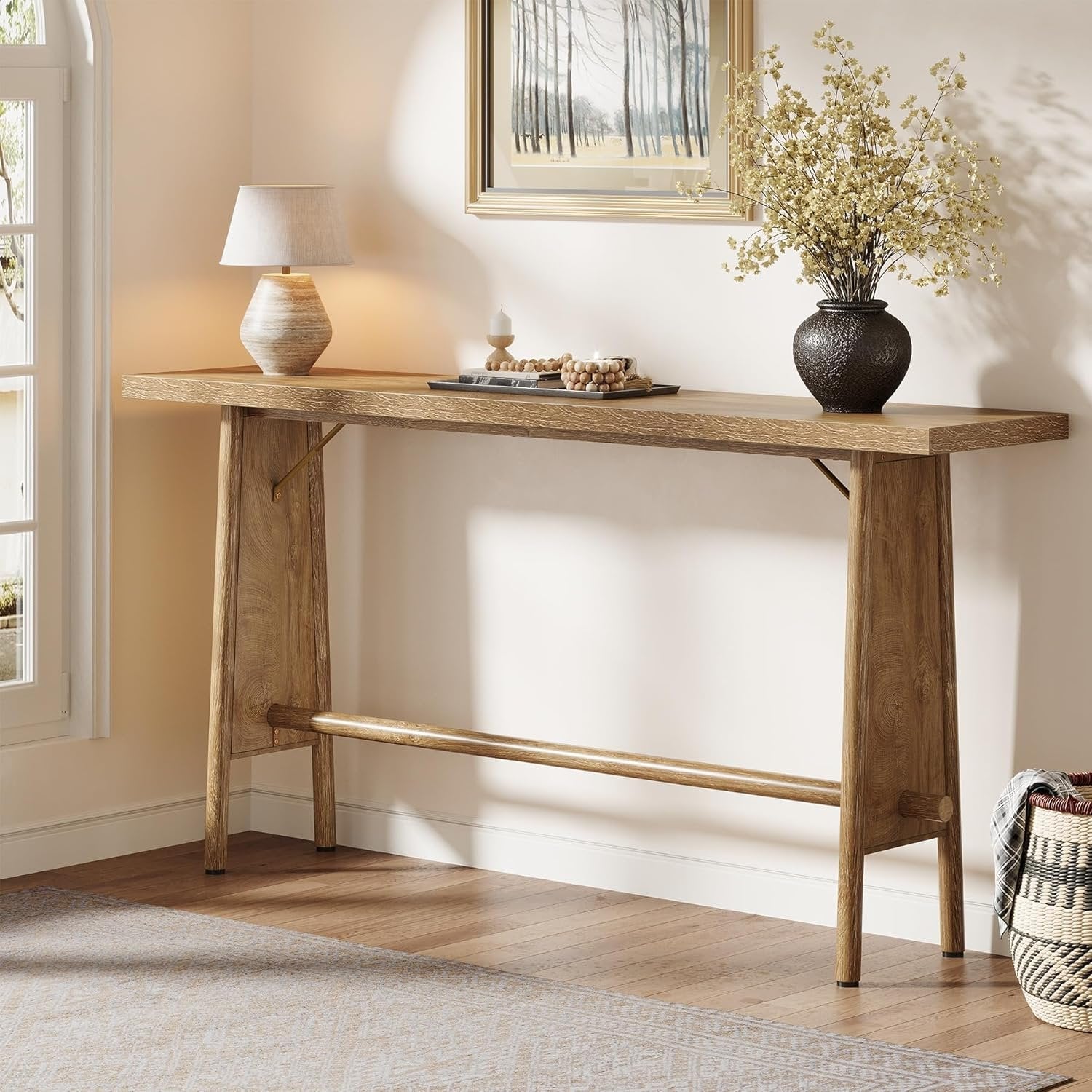 63" Console Table, Modern Entryway Sofa Table with Metal Legs