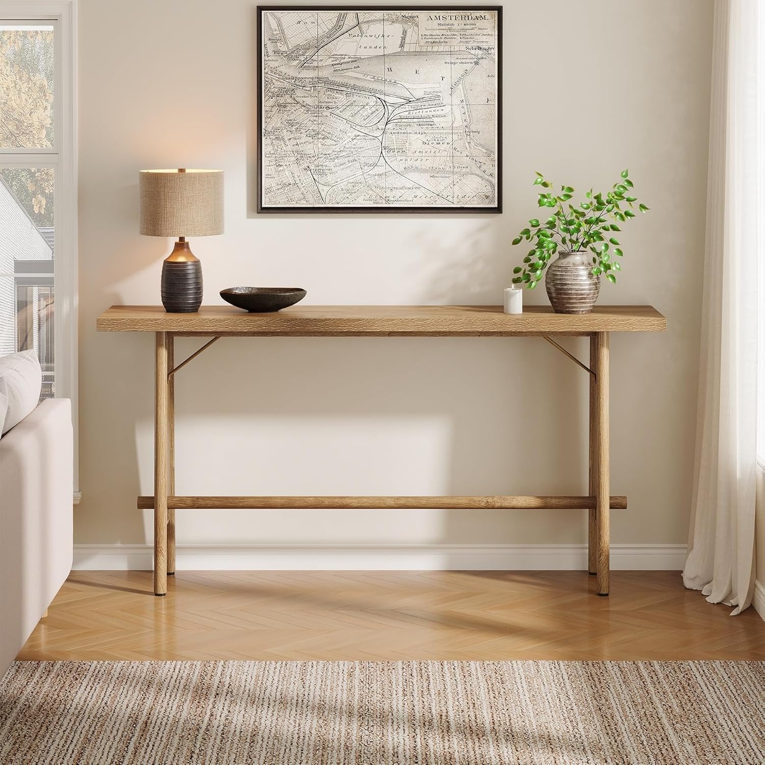 63" Console Table, Modern Entryway Sofa Table with Metal Legs