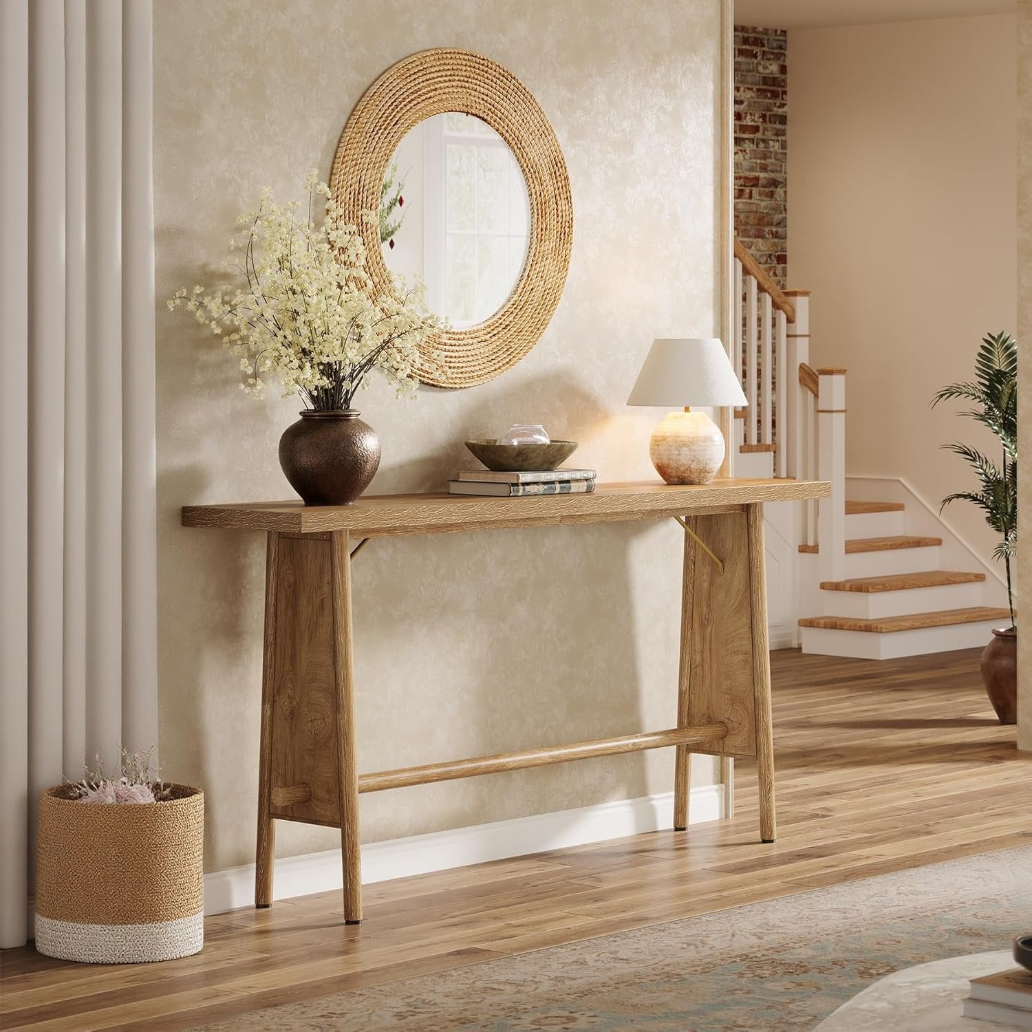 63" Console Table, Modern Entryway Sofa Table with Metal Legs