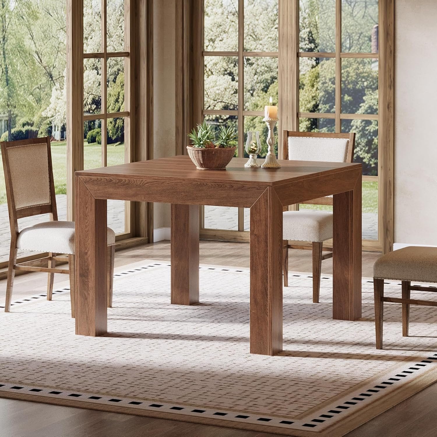 Square Dining Table for 4, 39.4" Kitchen Table with Robust Legs