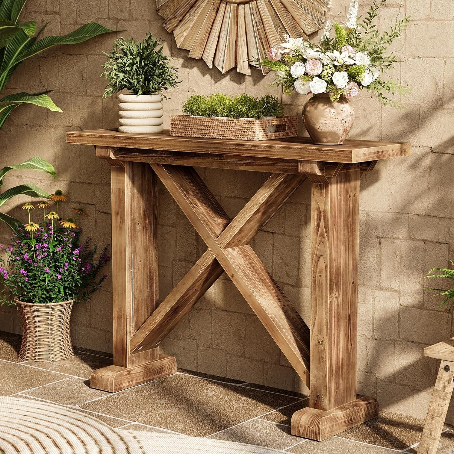 41.3" Console Table, Farmhouse Wood Entryway Table Sofa Table