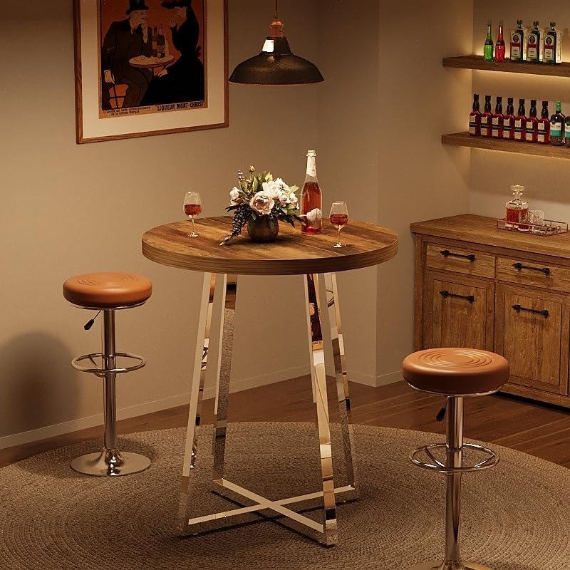 40" Round Bar Table, High Top Cocktail Table Bistro Pub Table