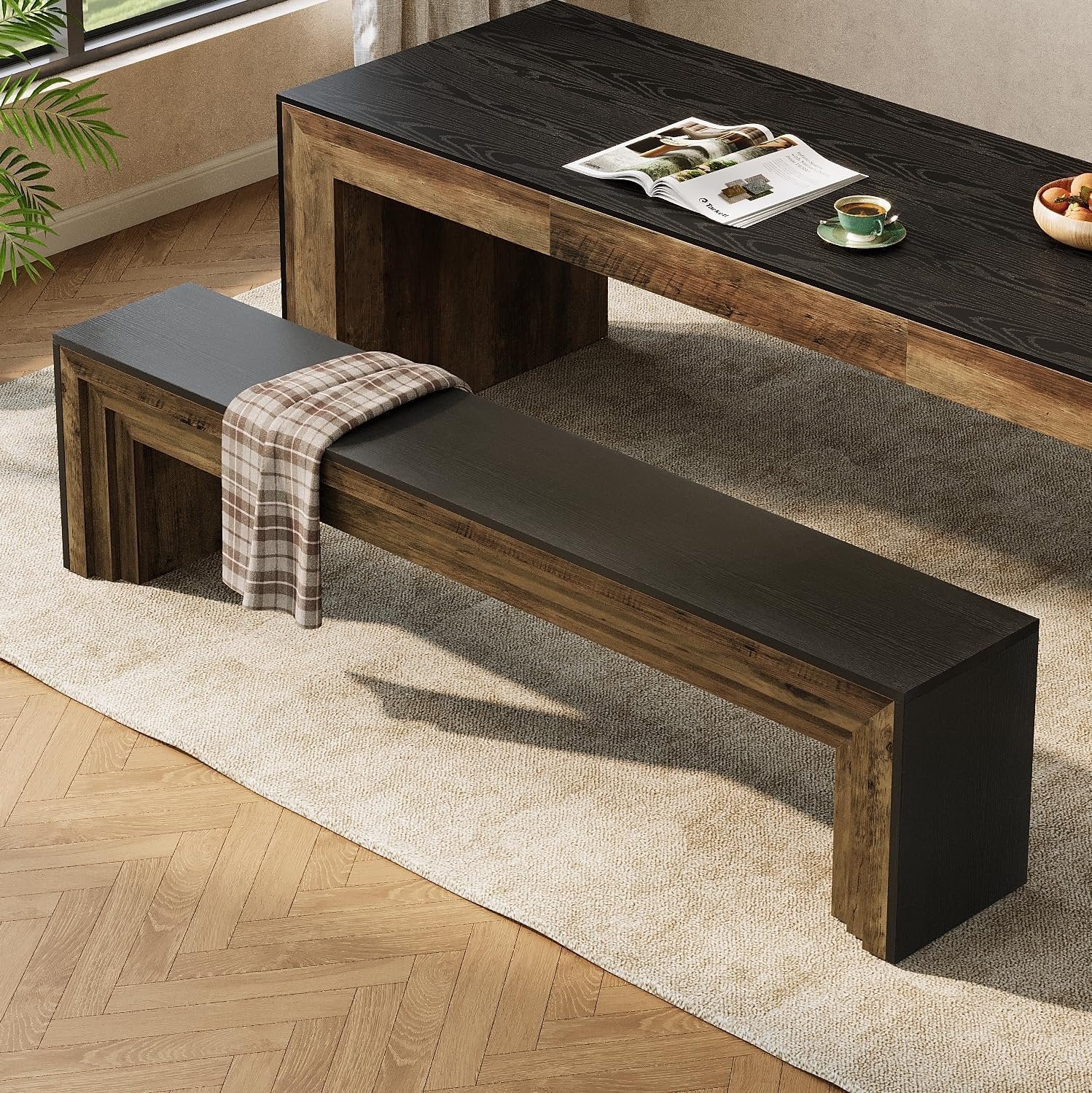 70.9“ Dining Bench, Farmhouse Long Kitchen Bench Seating