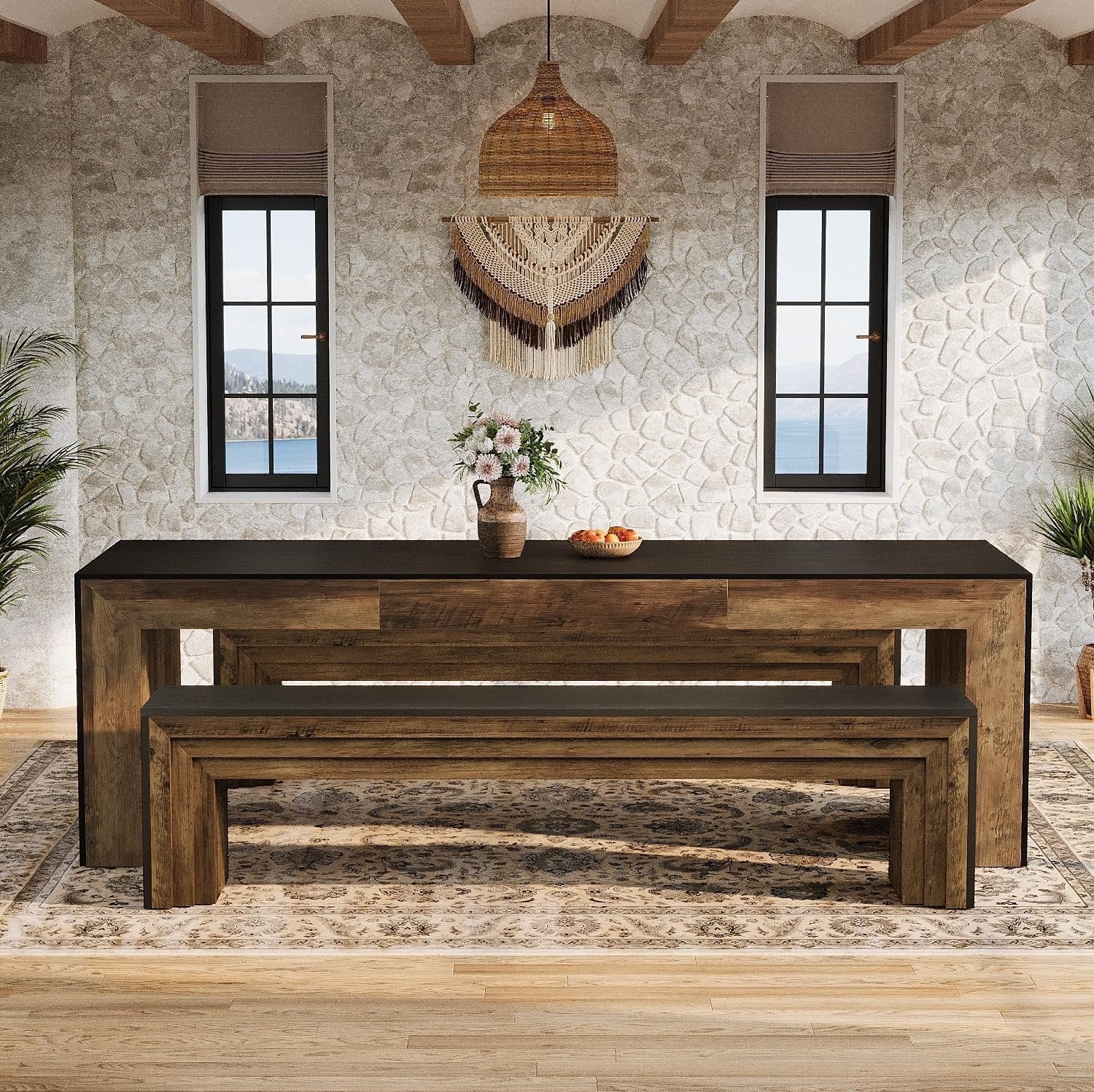 70.9“ Dining Bench, Farmhouse Long Kitchen Bench Seating