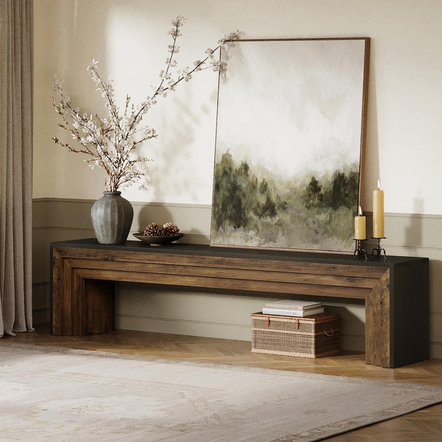 70.9" TV Stand, Wooden Entertainment Center Console for 75-Inch TVs