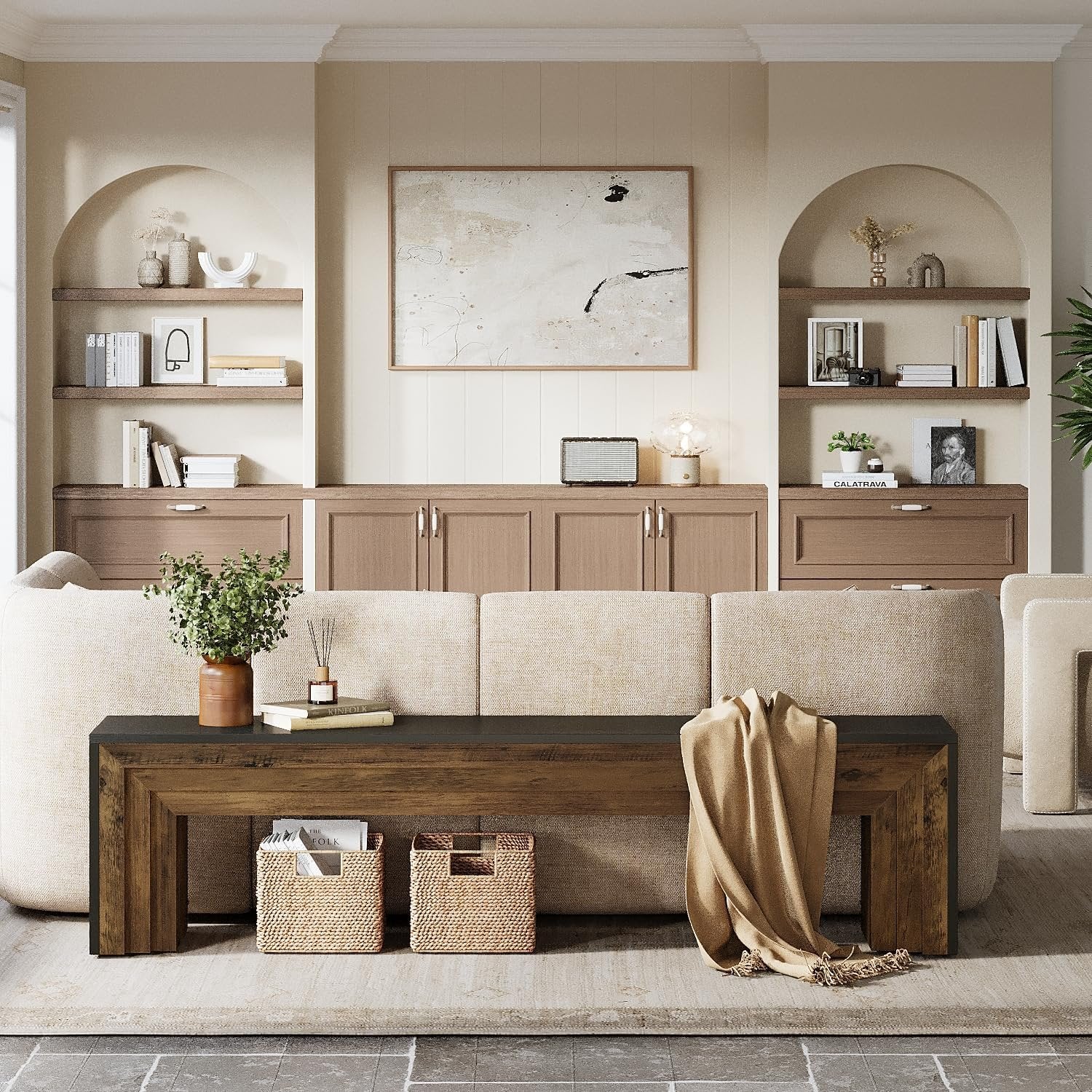 70.9" TV Stand, Wooden Entertainment Center Console for 75-Inch TVs