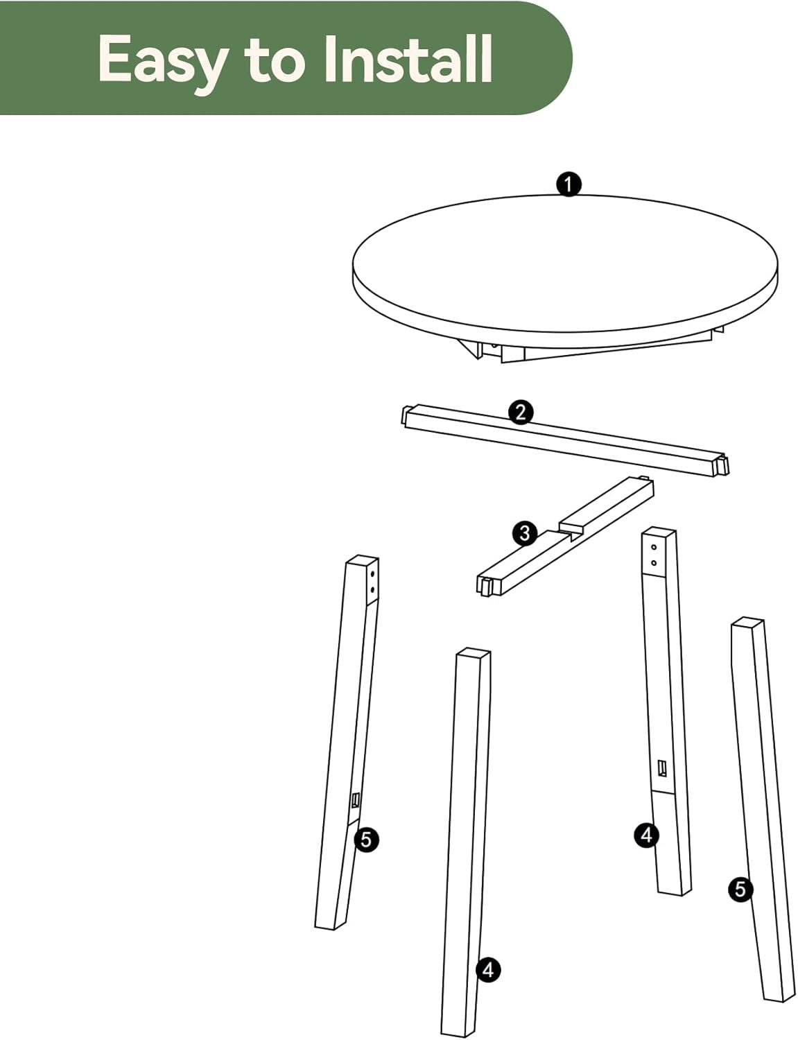 31.5" Solid Wood Conference Table, Small Round Office Table for 2-4