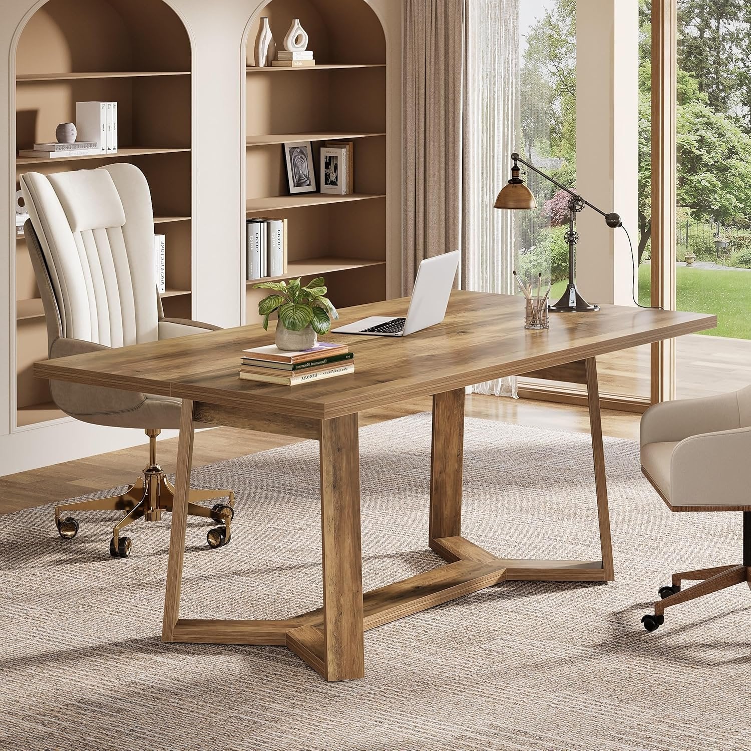 47" Computer Desk, Farmhouse Simple Executive Desk Writing Table for Home Office