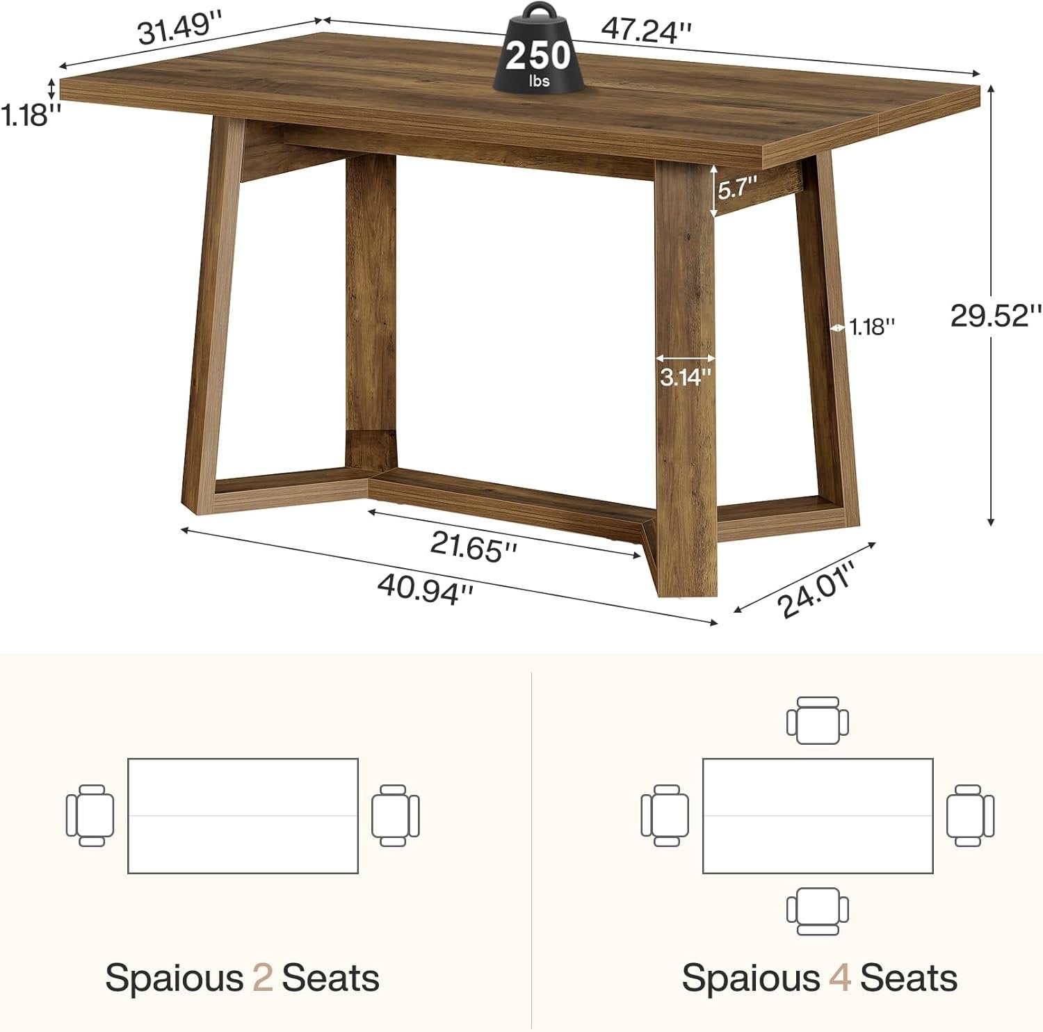 47" Computer Desk, Farmhouse Simple Executive Desk Writing Table for Home Office