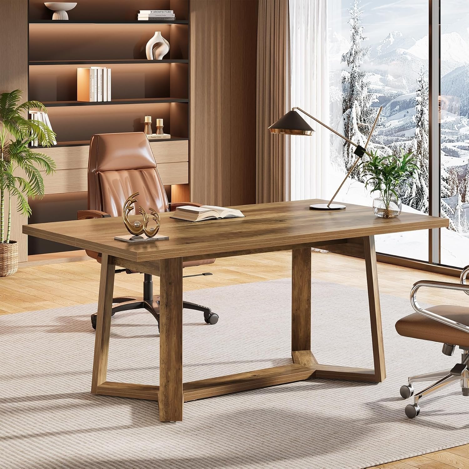 47" Computer Desk, Farmhouse Simple Executive Desk Writing Table for Home Office