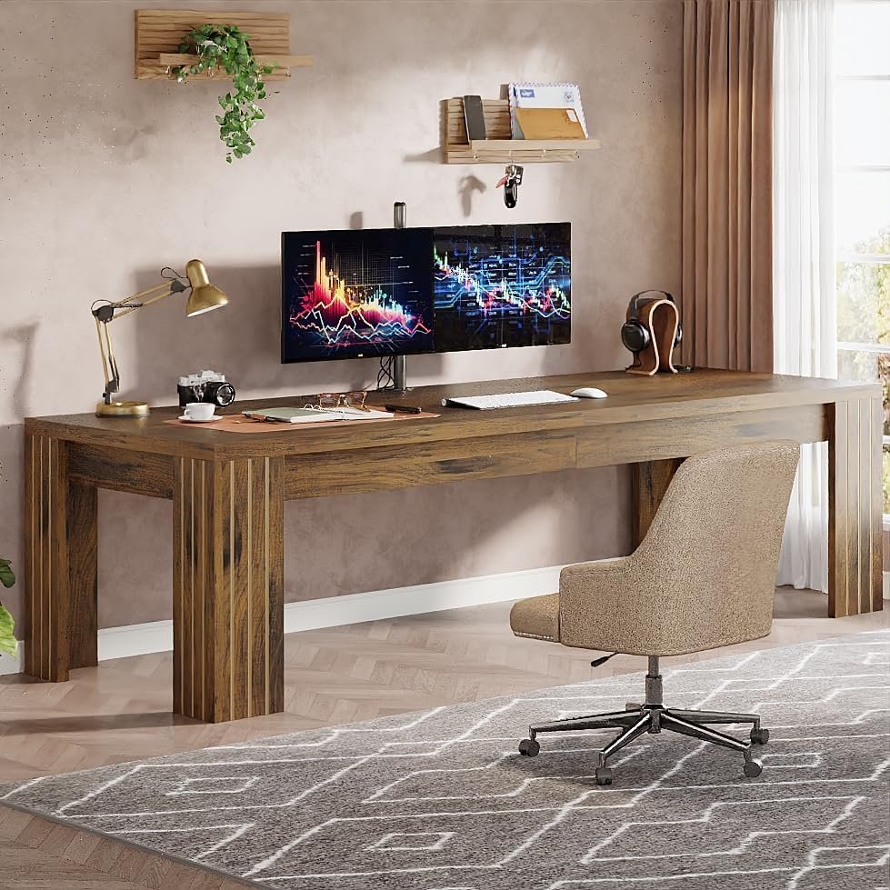 78.7" Two Person Desk, Large Double Computer Table Workstation for Home Office