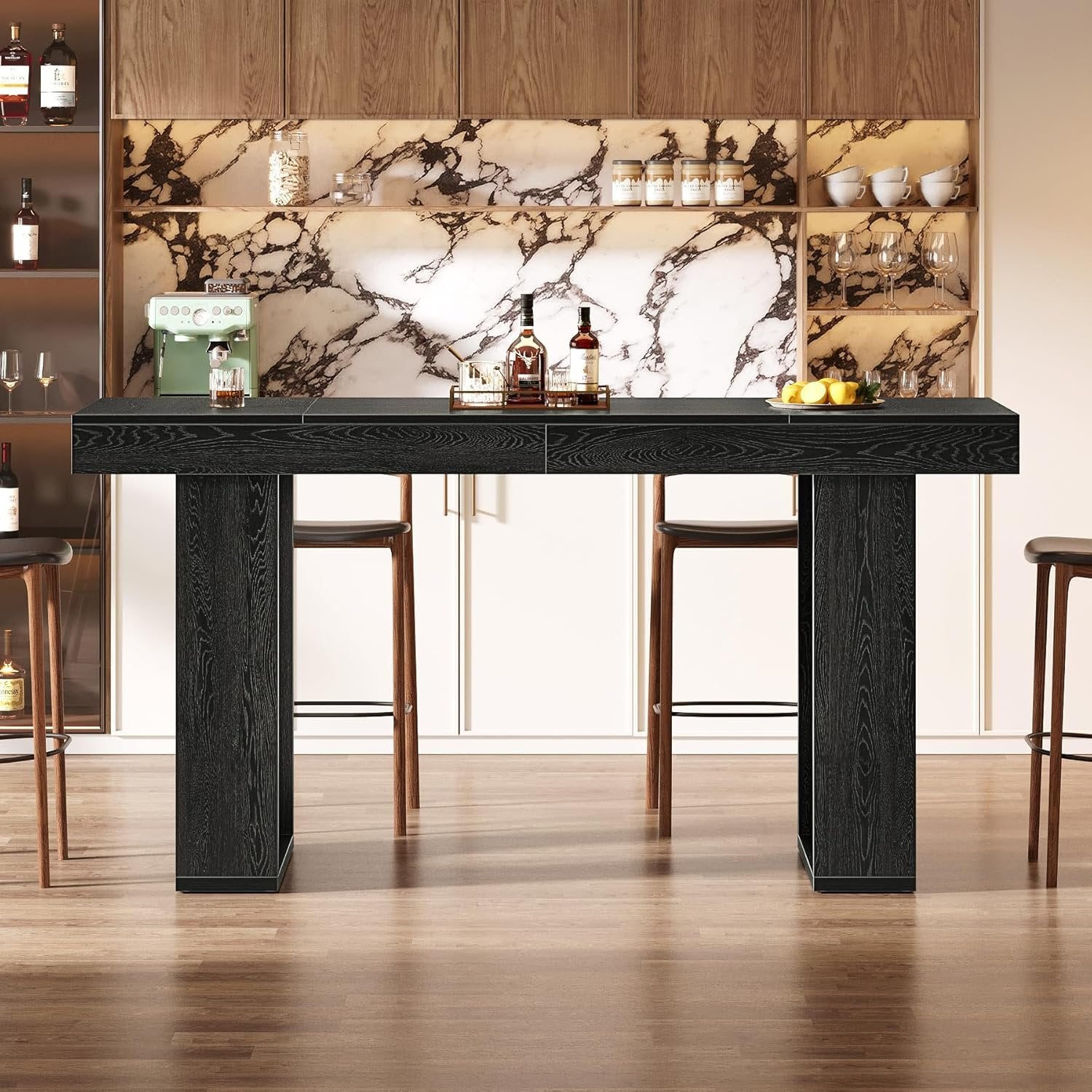 70.9" Long Bar Table, Rectangular Counter Height Pub Table Home Coffee Bar Unit