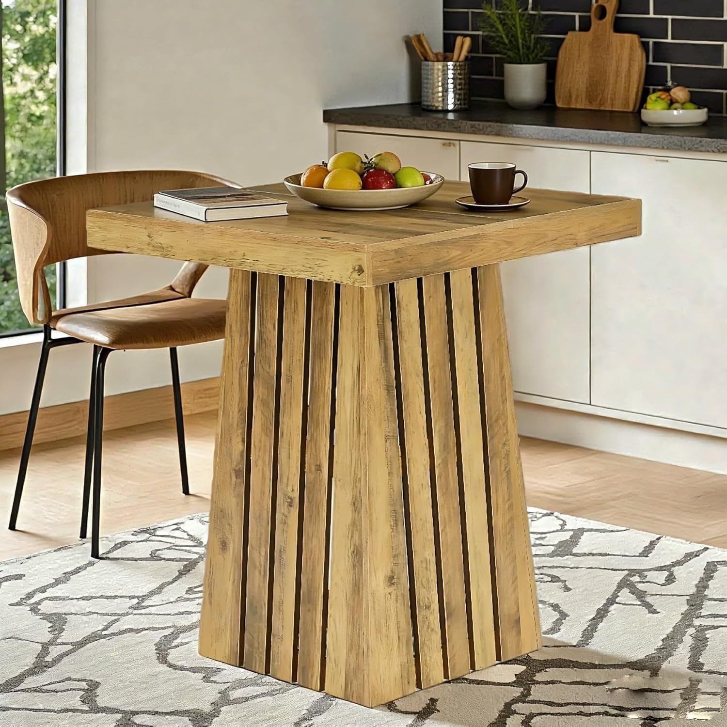 37.8" Square Bar Table, Farmhouse Counter Height Home Bar Unit Pub Table