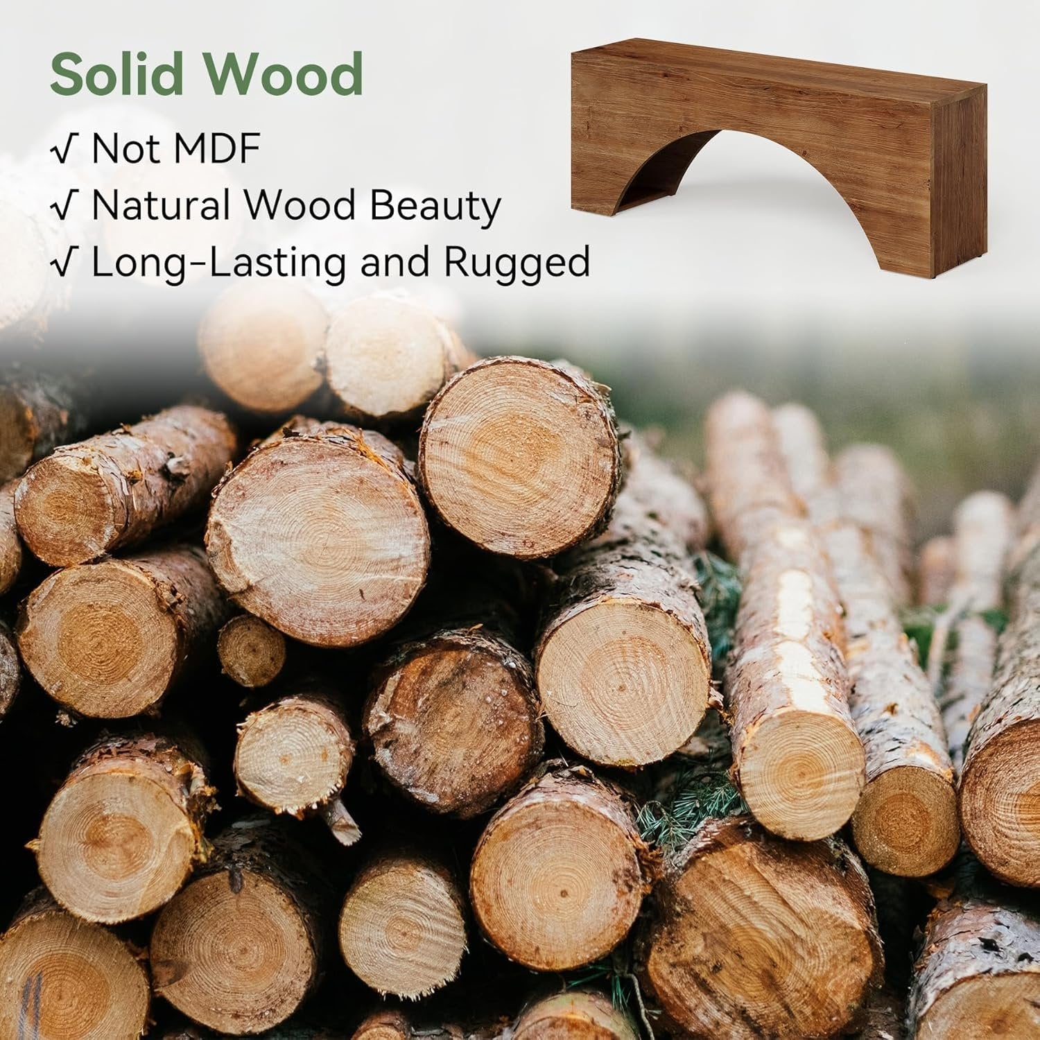 47" Solid Wood Bench, Farmhouse Entryway Shoe Bench with Arch Design