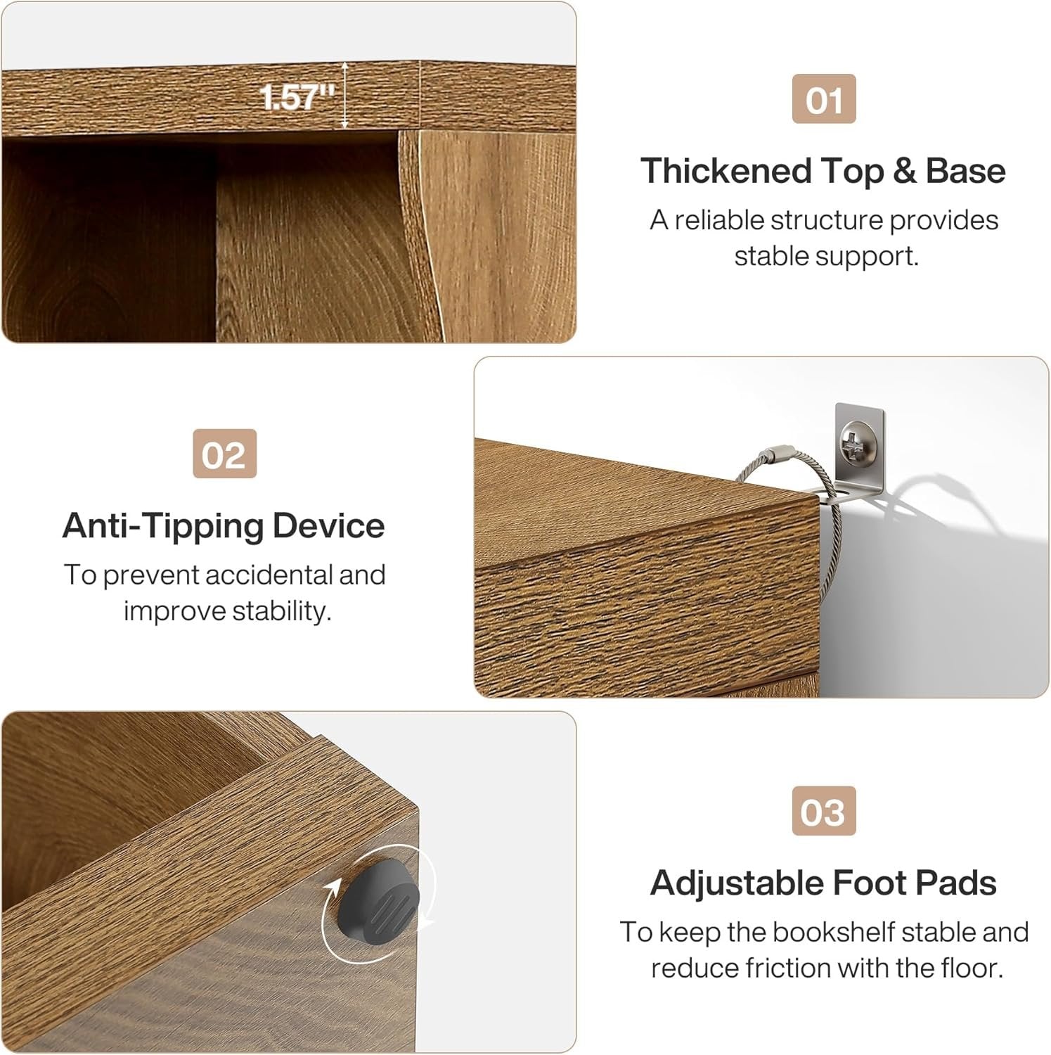 70.86" Tall Bookcase, 5-Tier Floor Standing Bookshelf with 10 Cubes