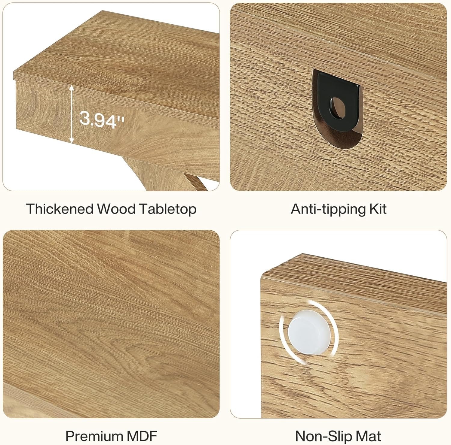 41" Console Table, 3-Tier Sofa Table with Storage Shelves and Curved Frame