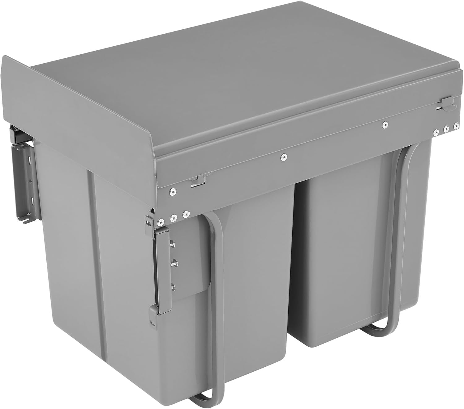 Double Pull Out Trash Can, Garbage for Under Kitchen Cabinets 44 Qt with Soft-Close Slides