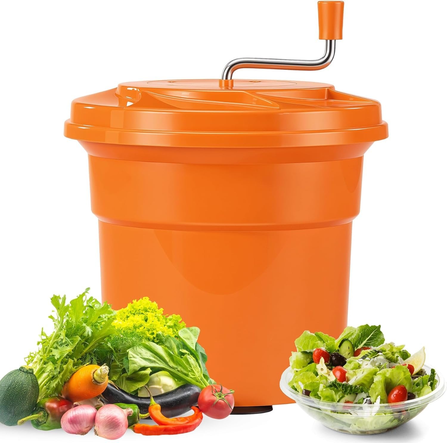 Commercial Salad Spinner, 6.6Gal Manual Salad Spinner with Drain Tube