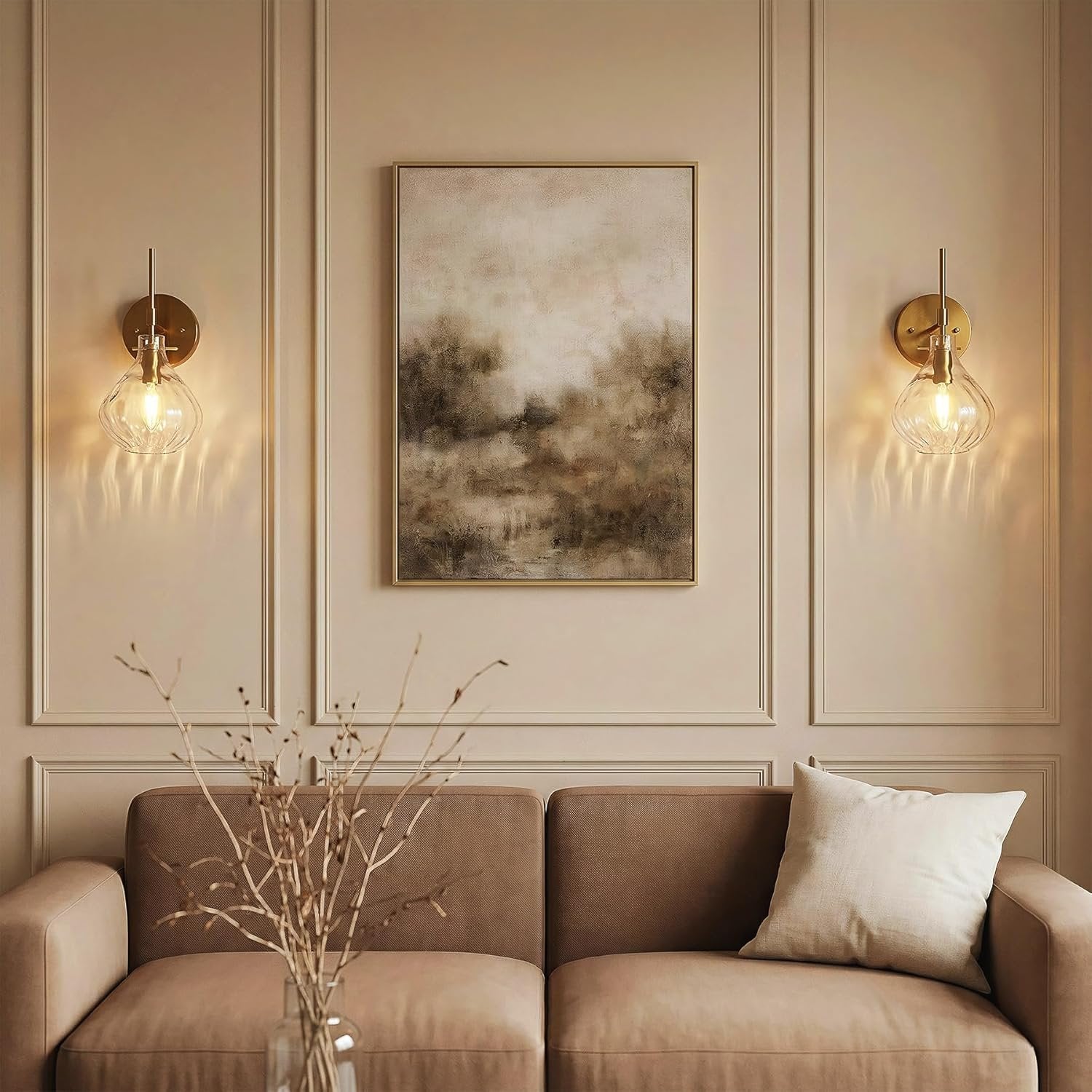 Wall Sconce Set of 2, Bathroom Vanity Wall Lamp with Clear Glass Shade