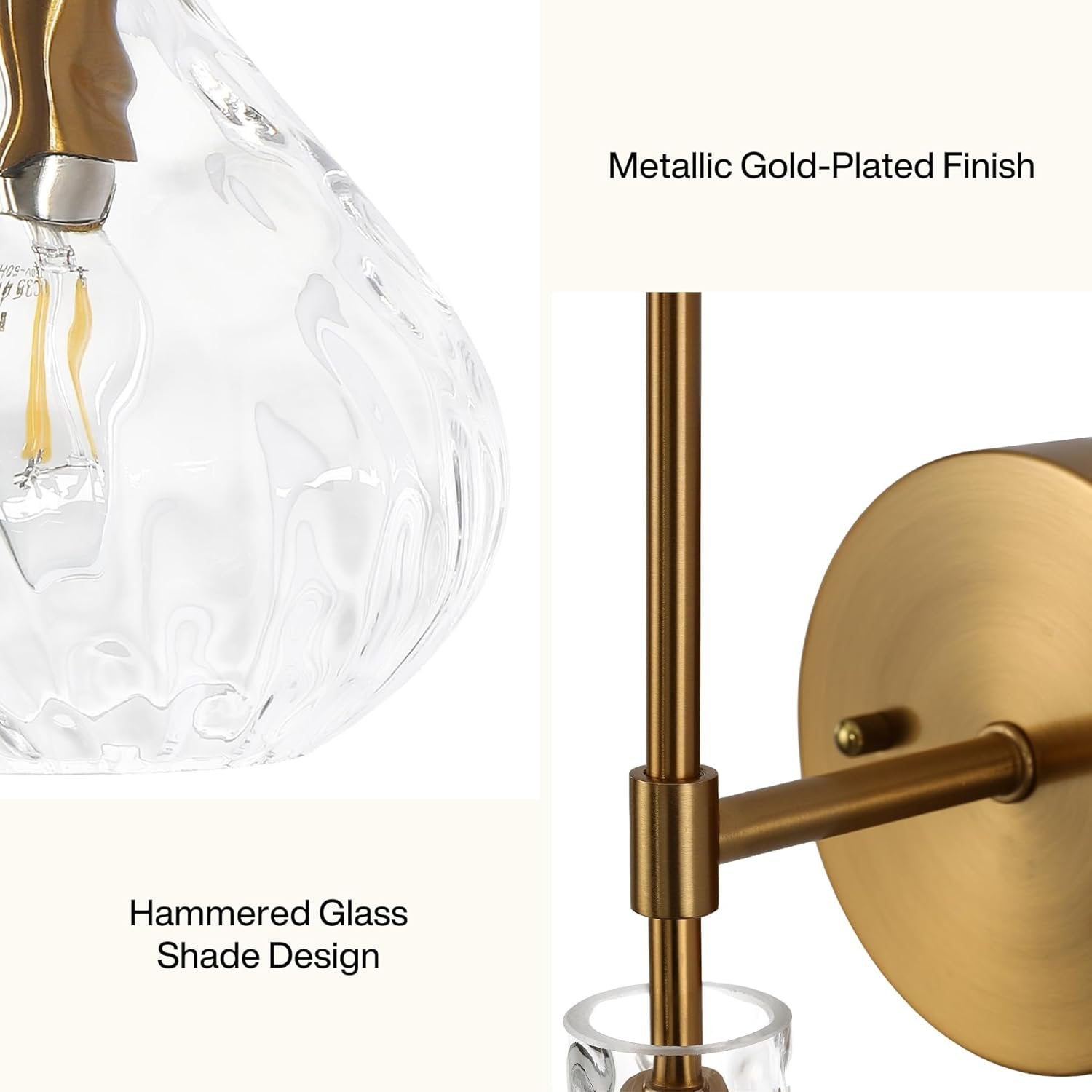 Wall Sconce Set of 2, Bathroom Vanity Wall Lamp with Clear Glass Shade