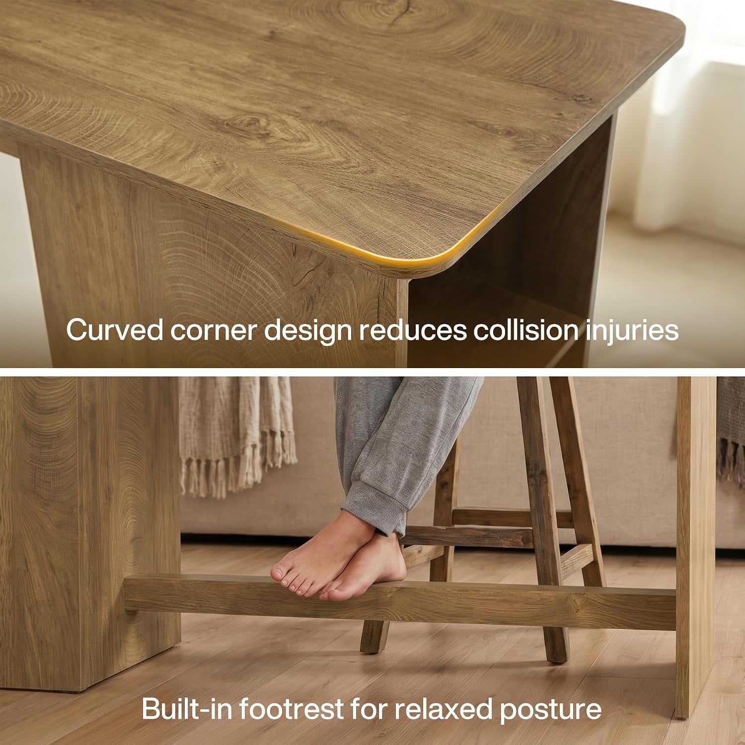 63" Long Bar Table, Counter Height Pub Table with Built-in Wine Storage for Home Bar