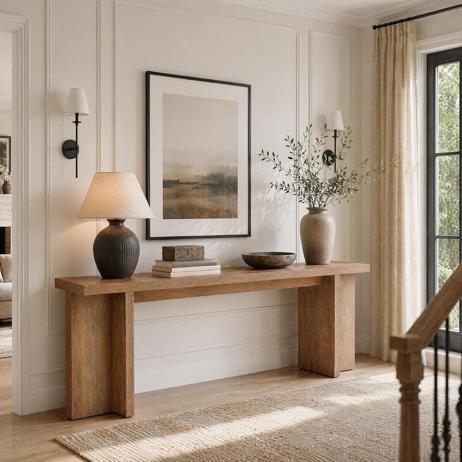 78.7" Extra Long Console Table, Entryway Table with Stable T-Shaped Legs and Long Tabletop
