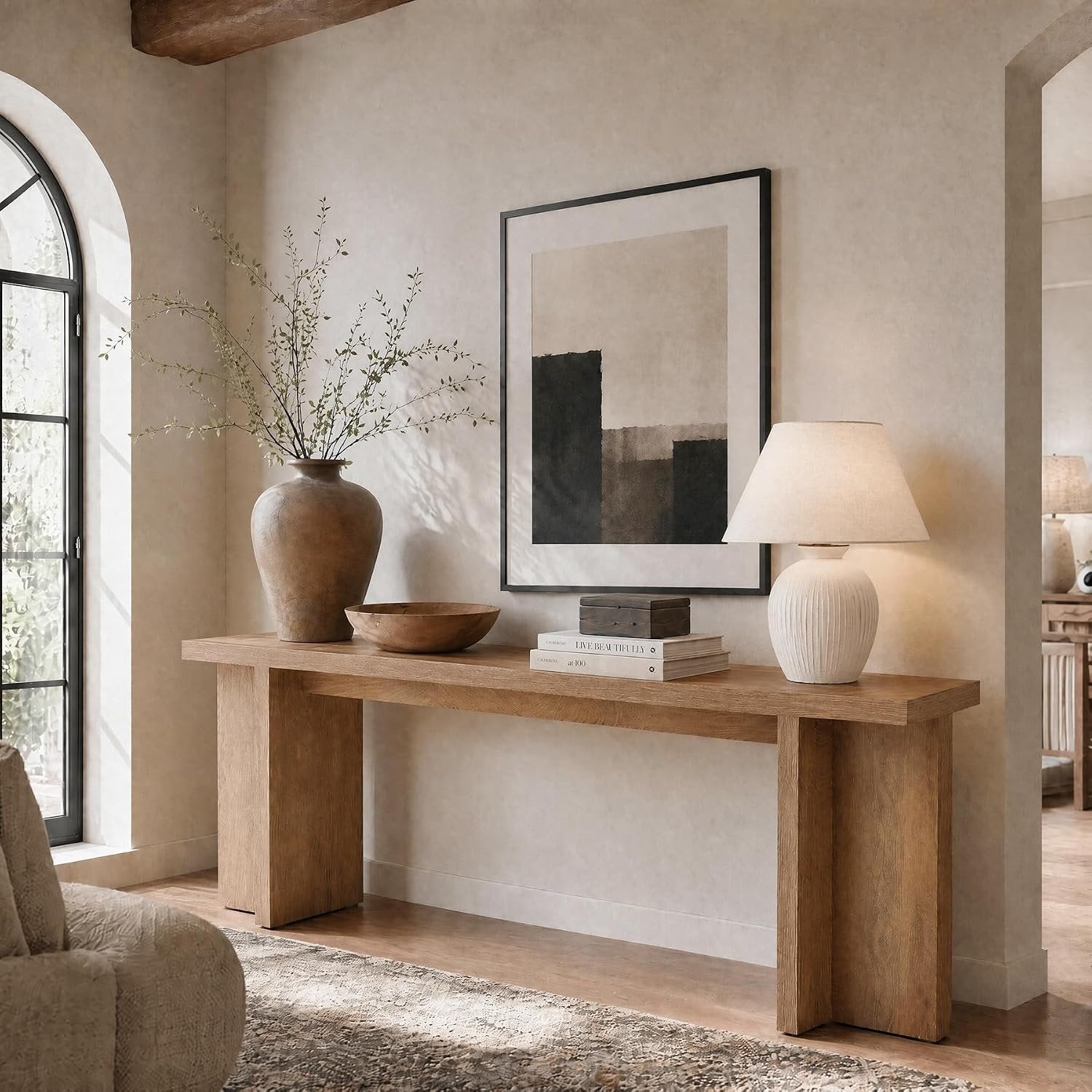 78.7" Extra Long Console Table, Entryway Table with Stable T-Shaped Legs and Long Tabletop