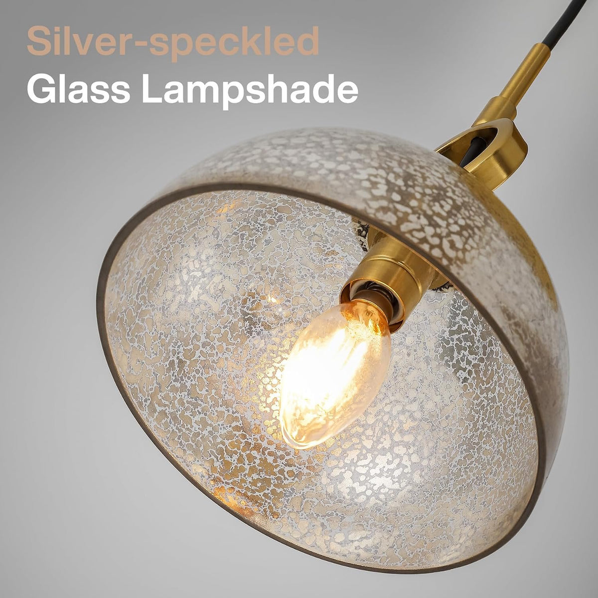 3-Light Modern Gold Dome Pendant Light, Crackle Glass Shade