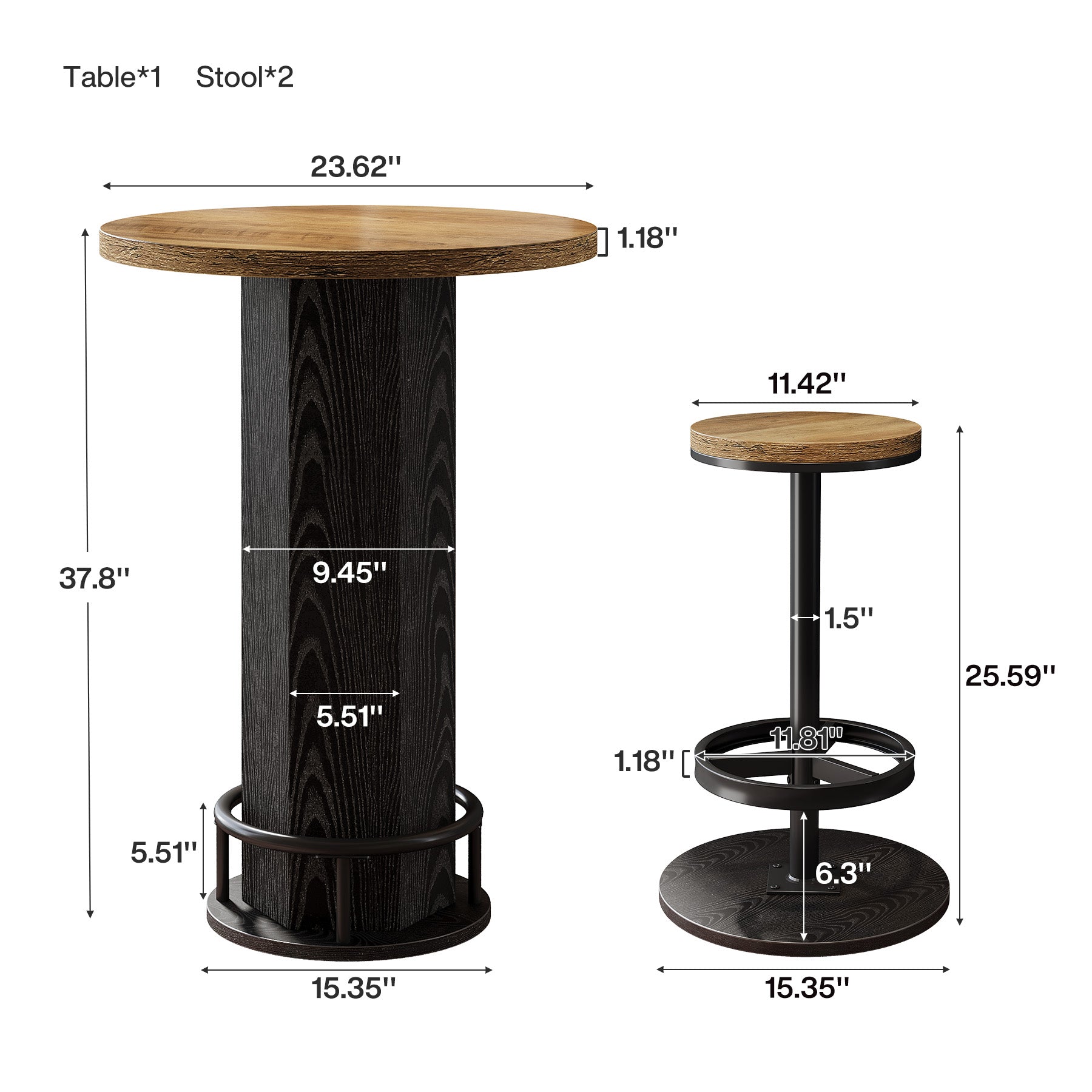 Bistro Sets with 2 Barstools, Pub Cocktail Table Bar Table with Chairs