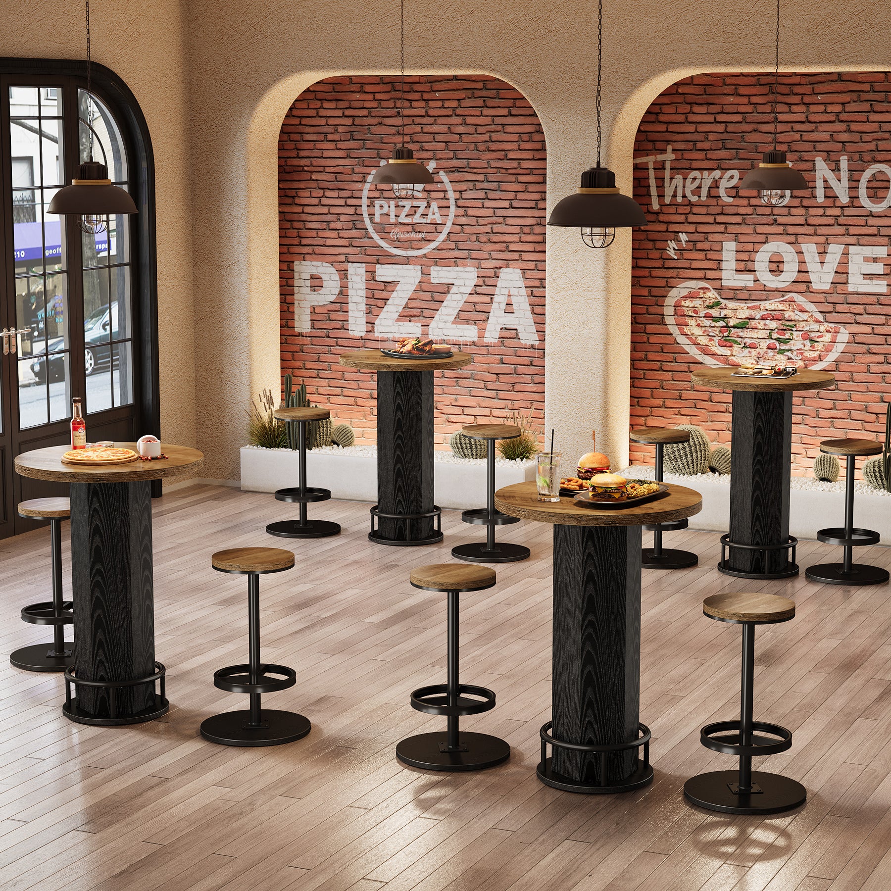 Bistro Sets with 2 Barstools, Pub Cocktail Table Bar Table with Chairs