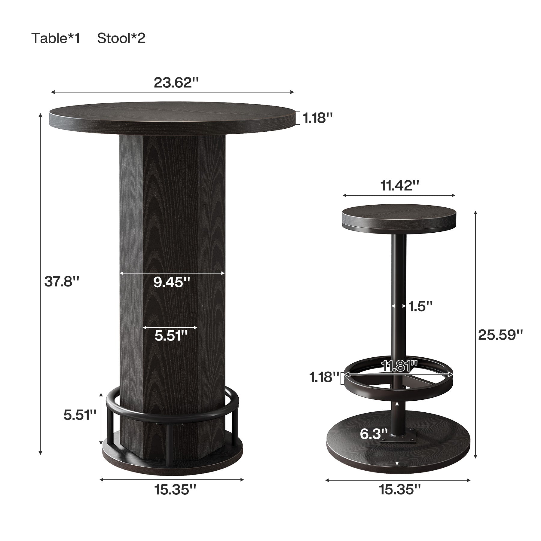 Bistro Sets with 2 Barstools, Pub Cocktail Table Bar Table with Chairs