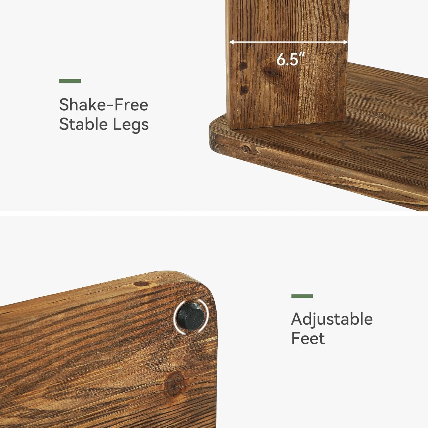 C-Shaped End Table, 2-Tier Wood Farmhouse Side Table with Book Groove