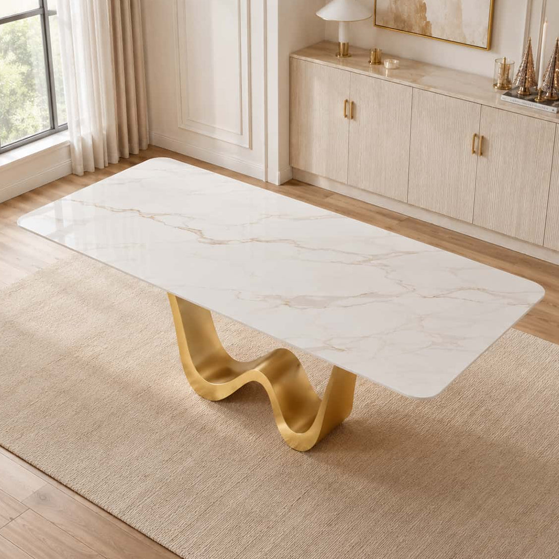 78.74" × 39.37" sintered stone dining table surface comfortably seats up to 8 people