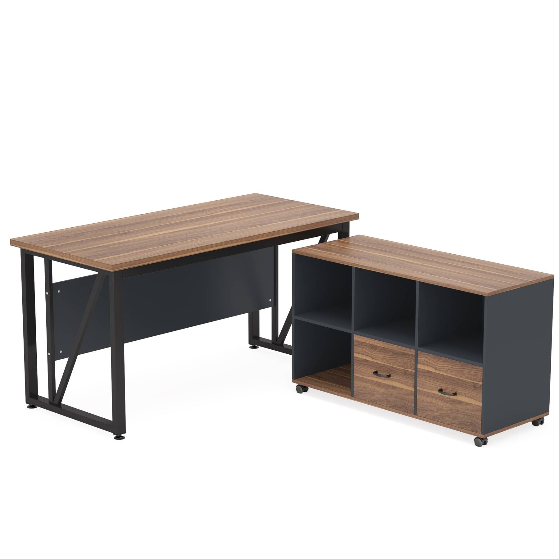 Tribesigns L-Shaped Desk, 55" Executive Desk Computer Table and 43" File Cabinet Tribesigns
